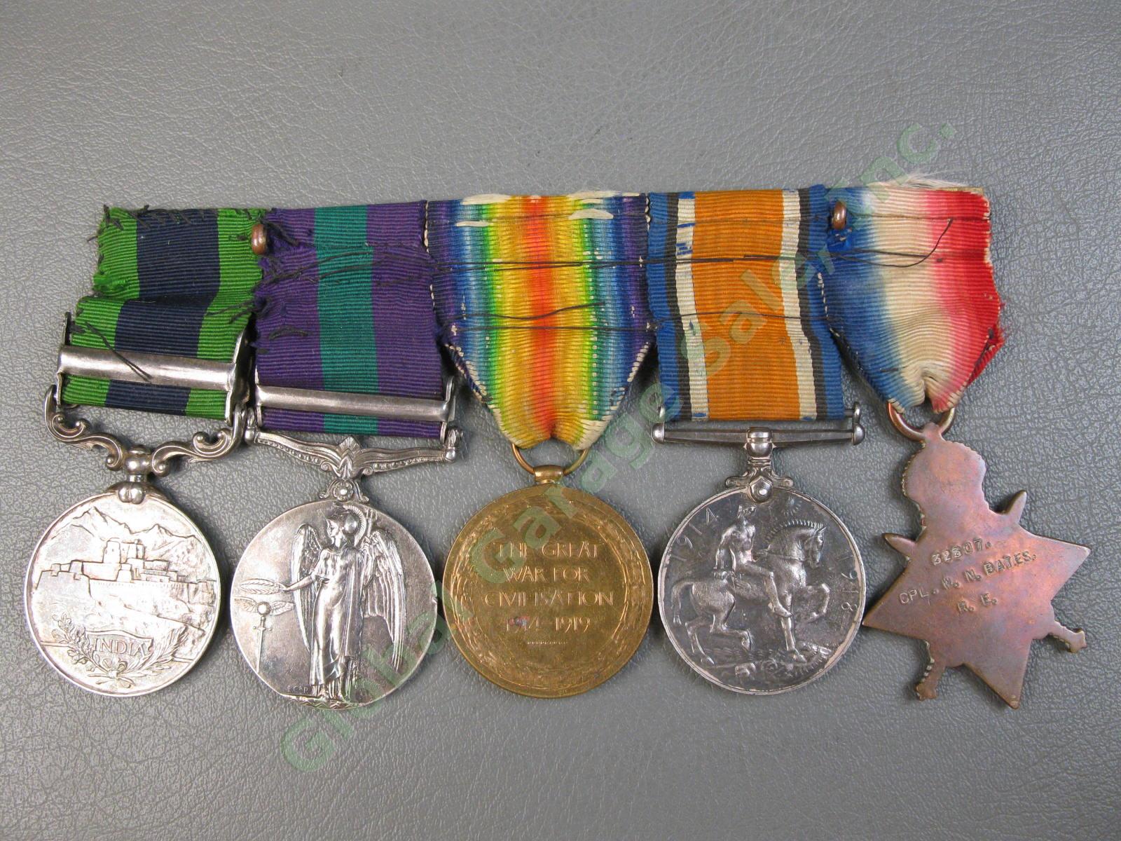 5 Original British WWI Medal Set Iraq KOYLI India IASC Victory Cpl W N Bates NR 2