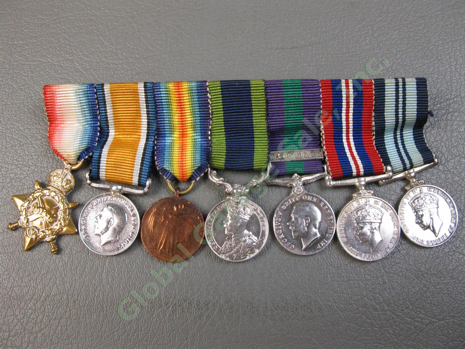 7 ORIGINAL British WWI WWII Miniature Victory India Iraq Medal Bar Ribbon Set NR