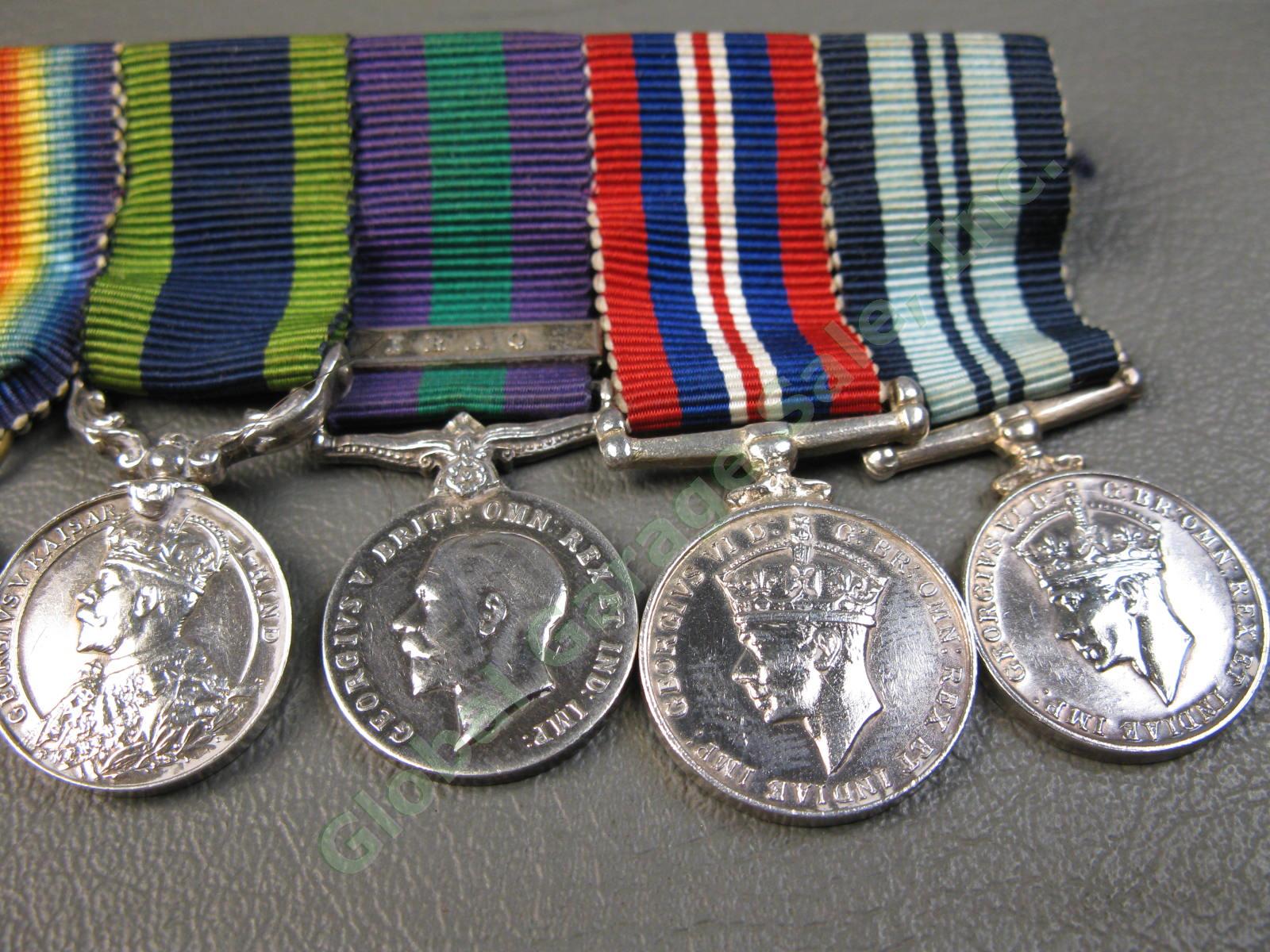 7 ORIGINAL British WWI WWII Miniature Victory India Iraq Medal Bar Ribbon Set NR 2