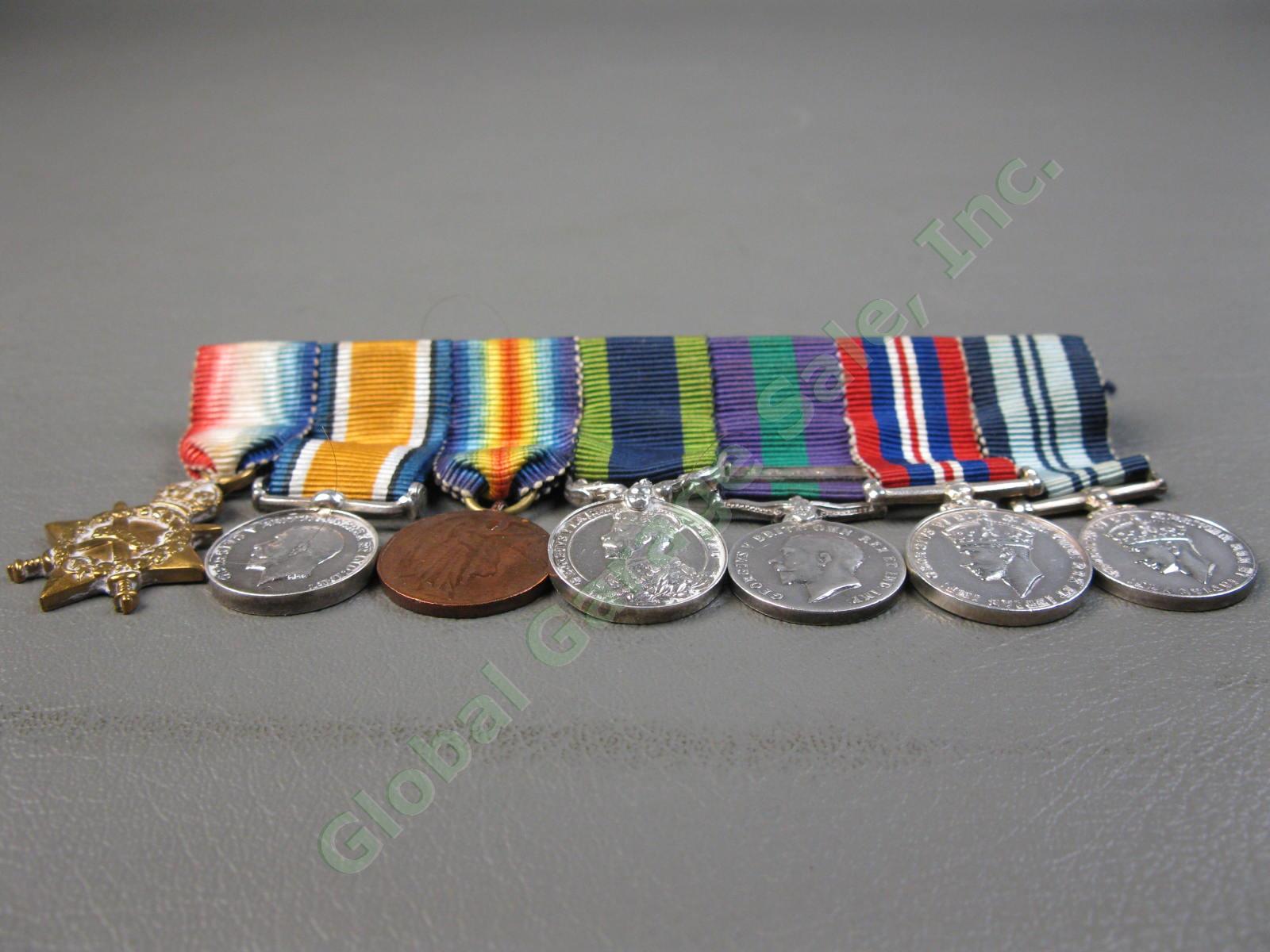 7 ORIGINAL British WWI WWII Miniature Victory India Iraq Medal Bar Ribbon Set NR 3