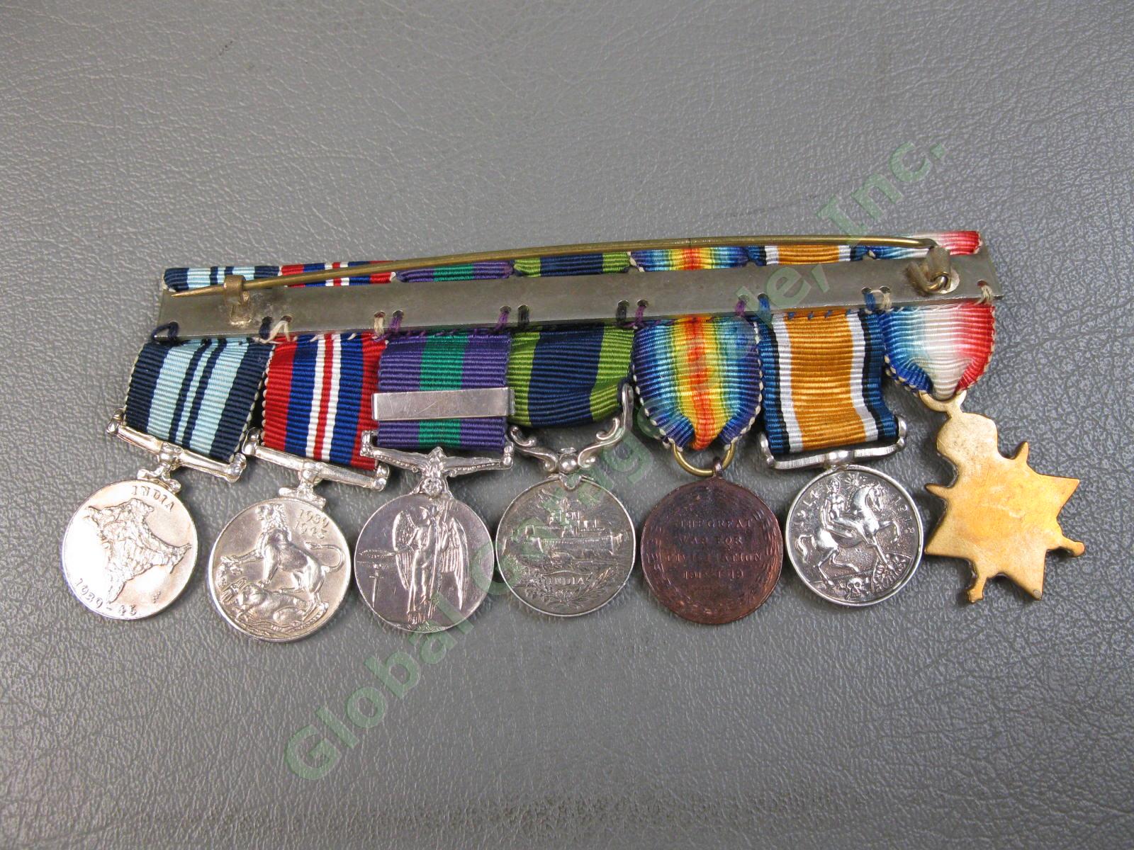 7 ORIGINAL British WWI WWII Miniature Victory India Iraq Medal Bar Ribbon Set NR 4