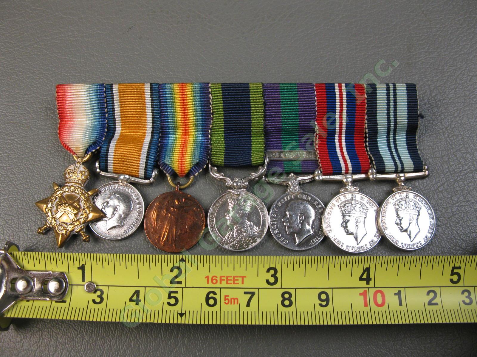7 ORIGINAL British WWI WWII Miniature Victory India Iraq Medal Bar Ribbon Set NR 7