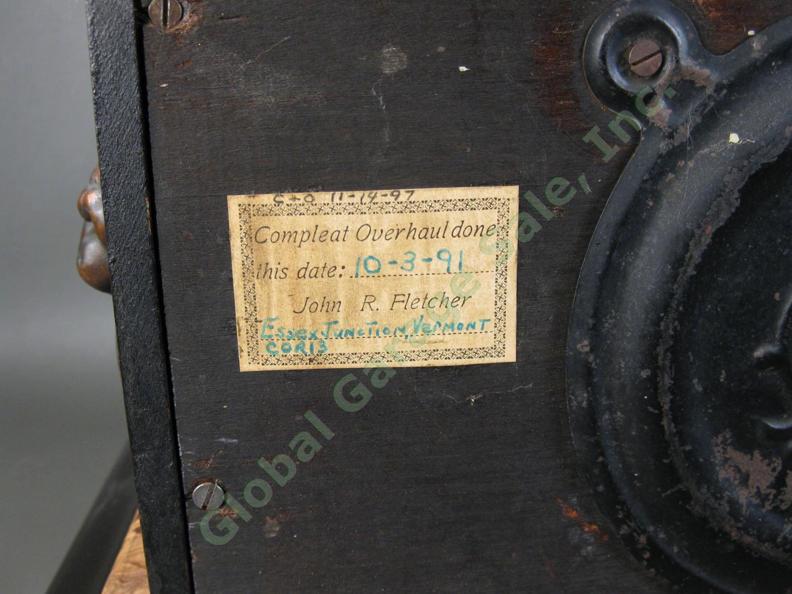 Antique 1896 Seth Thomas Adamantine 102 Black Marble Mantle Mantel Lion Clock NR 6