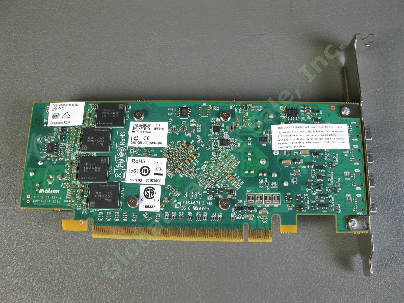 Matrox C420-E4GBLAF Low Profile PCIe x16 Quad Video Card Mini DisplayPort 4GB 5