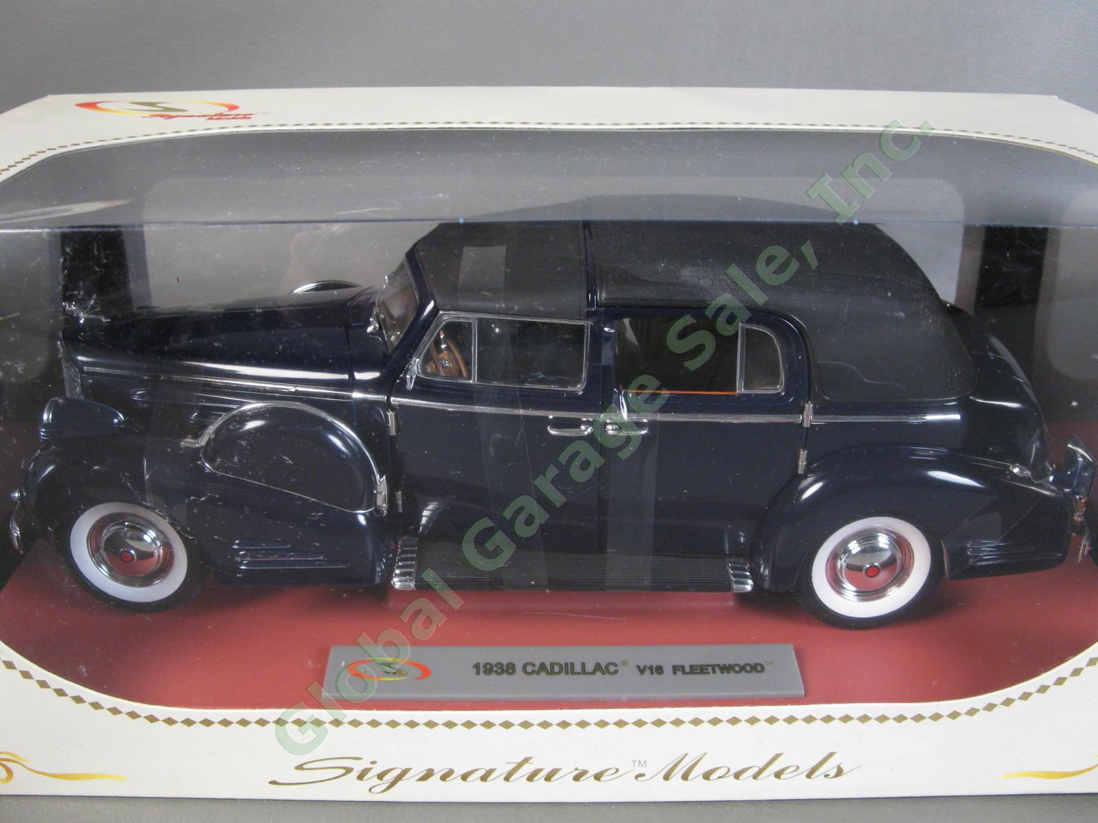 RARE Signature Models 1938 Black Cadillac V16 Fleetwood 1:18 Scale Diecast Car 1