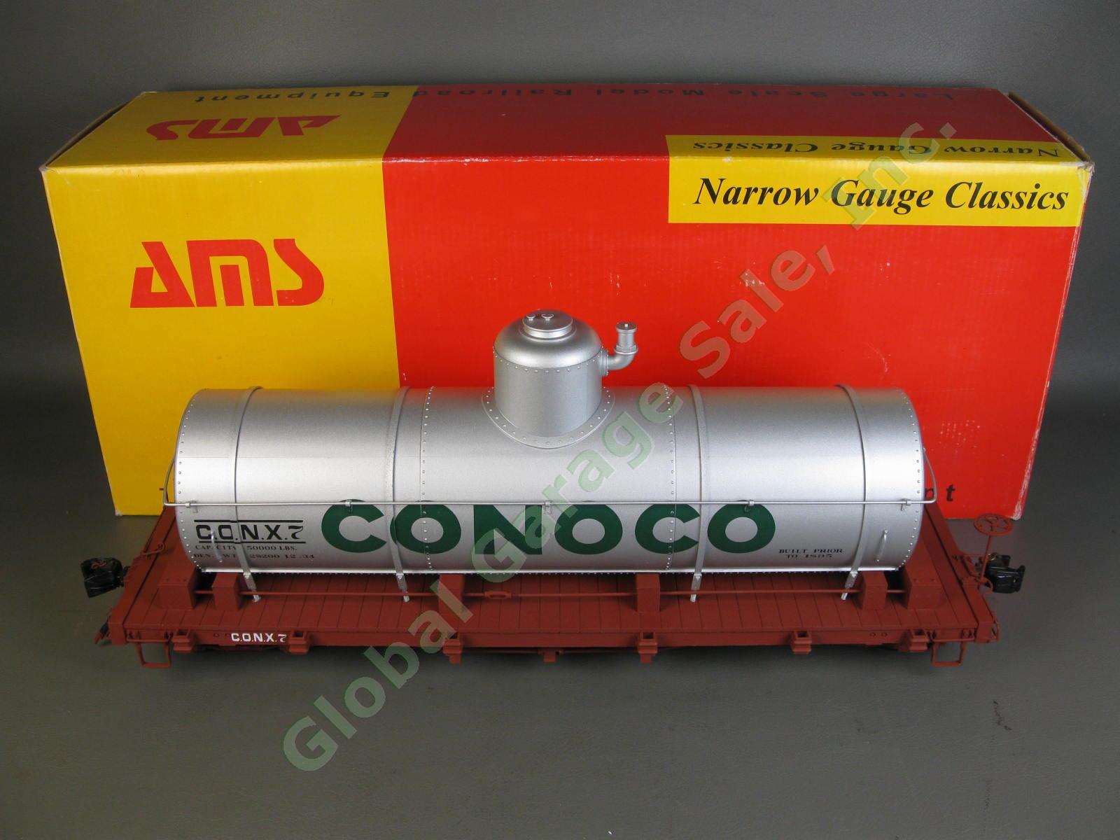 Accucraft AMS AM31-413 Silver Conoco Oil Tank Flat Car 1:20.3 45mm CONX #7 MINT