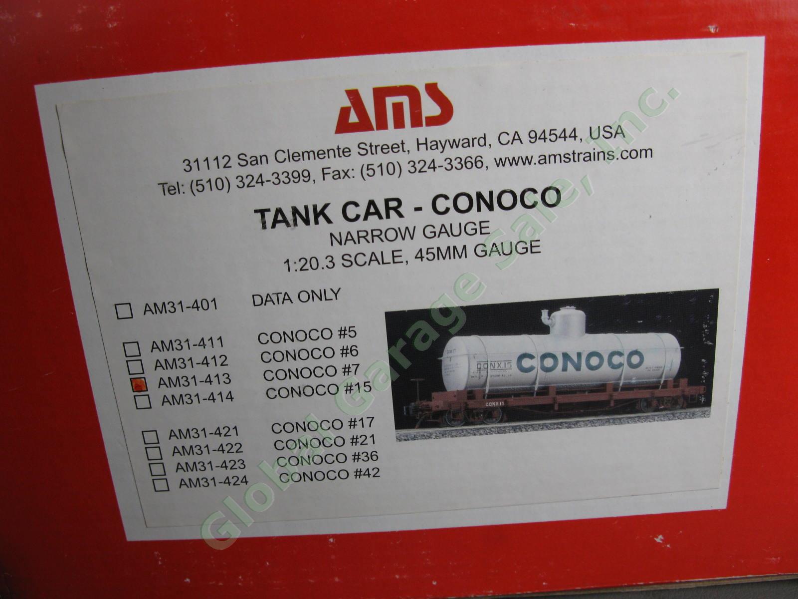 Accucraft AMS AM31-413 Silver Conoco Oil Tank Flat Car 1:20.3 45mm CONX #7 MINT 1