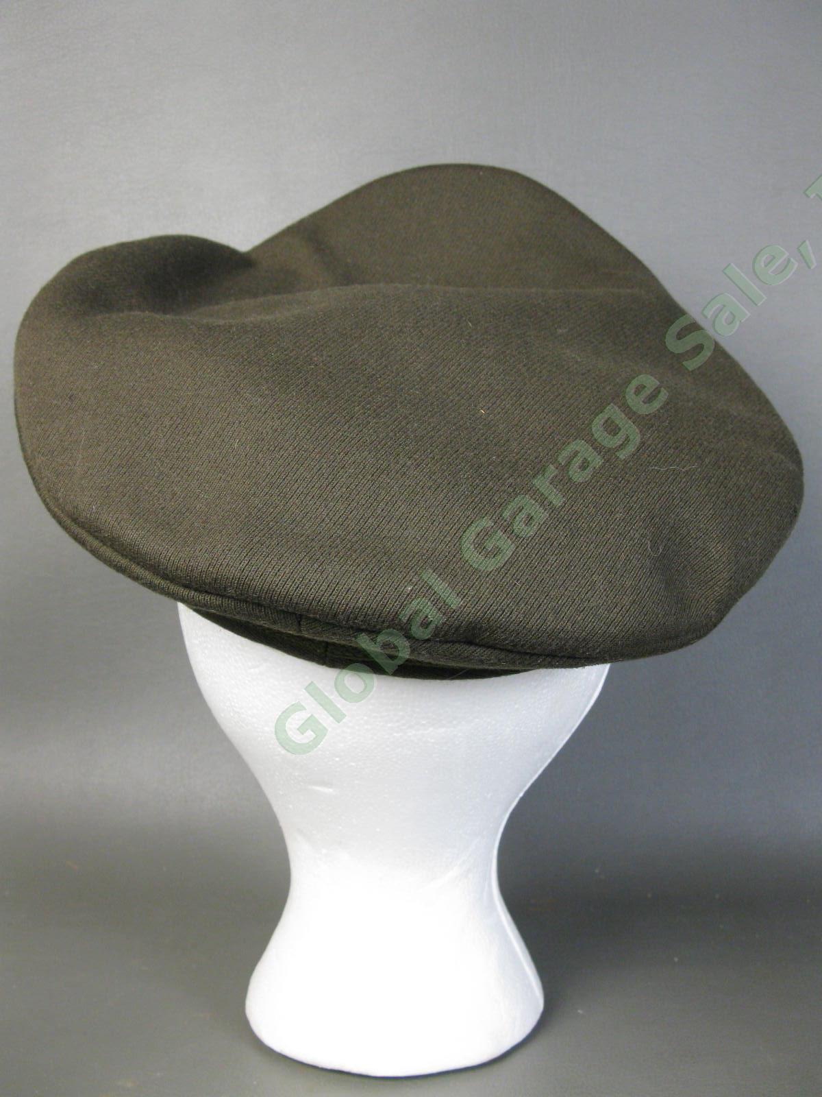 Original WWII 1942 US Army Military Service Officer Wool Olive Drab Dark Cap Hat 2