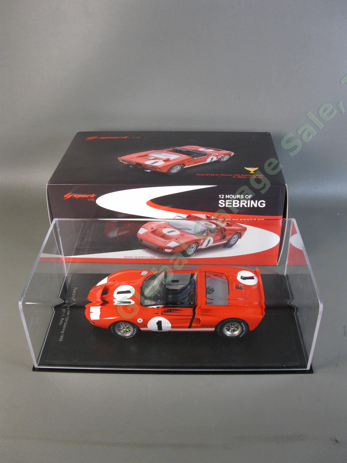 Spark 1/18th WINNER 1966 12H Sebring FORD GT40 X-1 Miles Ruby Shelby Race Car 1