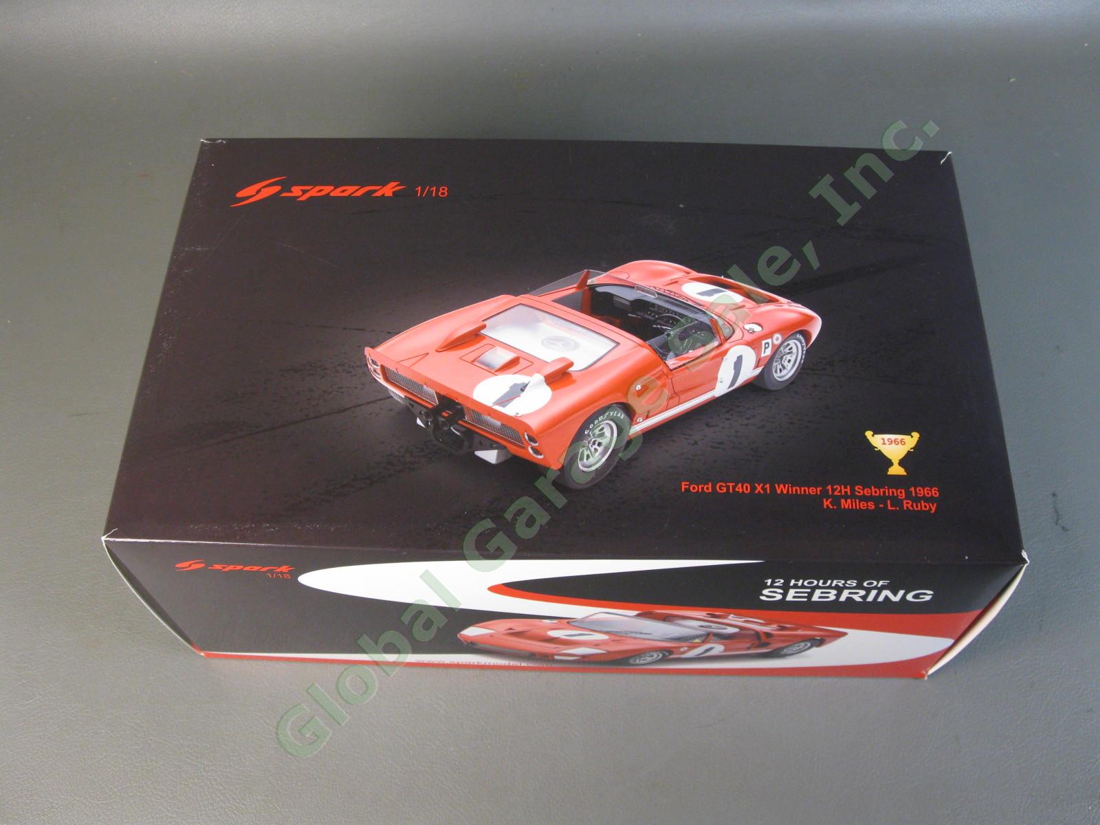 Spark 1/18th WINNER 1966 12H Sebring FORD GT40 X-1 Miles Ruby Shelby Race Car 8