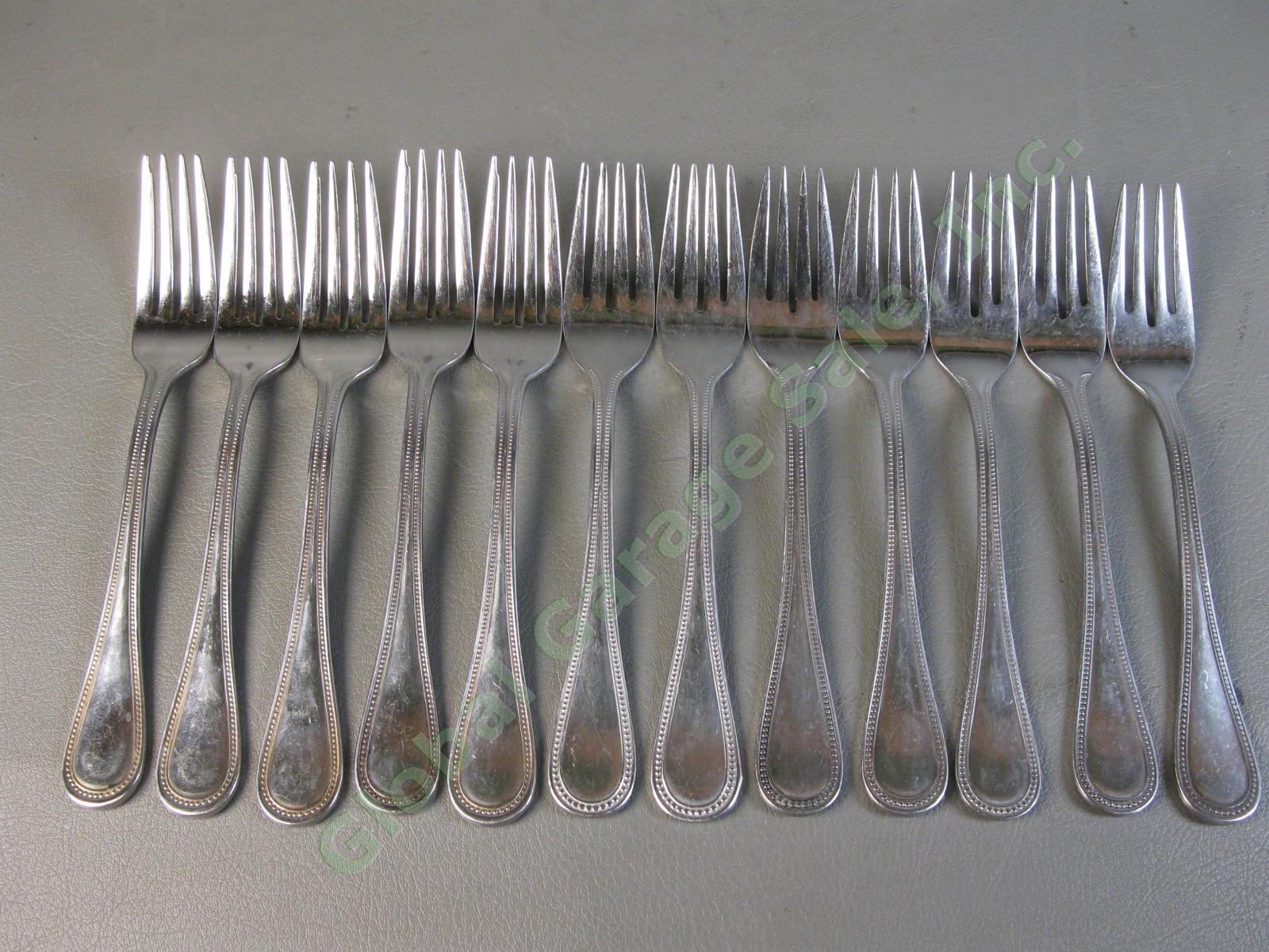 12 Towle Silver Beaded Antique Satin 7 1/4" Stainless Steel Salad Fork Set NR