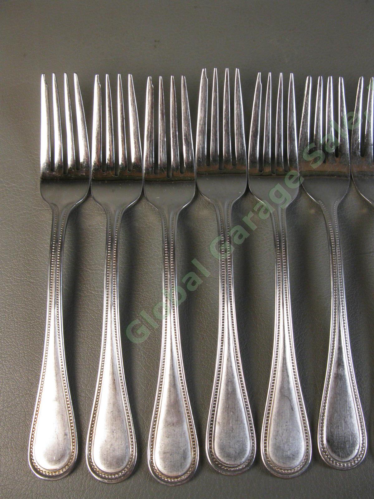 12 Towle Silver Beaded Antique Satin 7 1/4" Stainless Steel Salad Fork Set NR 1