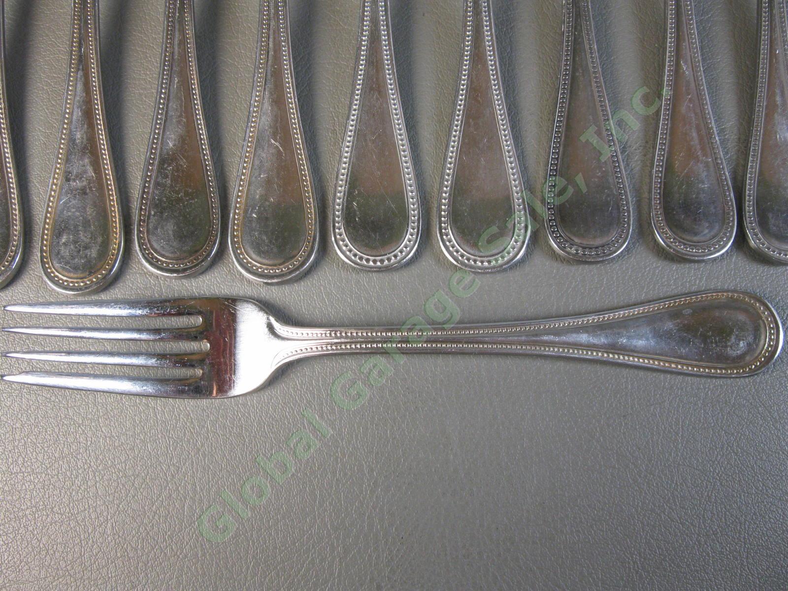 12 Towle Silver Beaded Antique Satin 7 1/4" Stainless Steel Salad Fork Set NR 3
