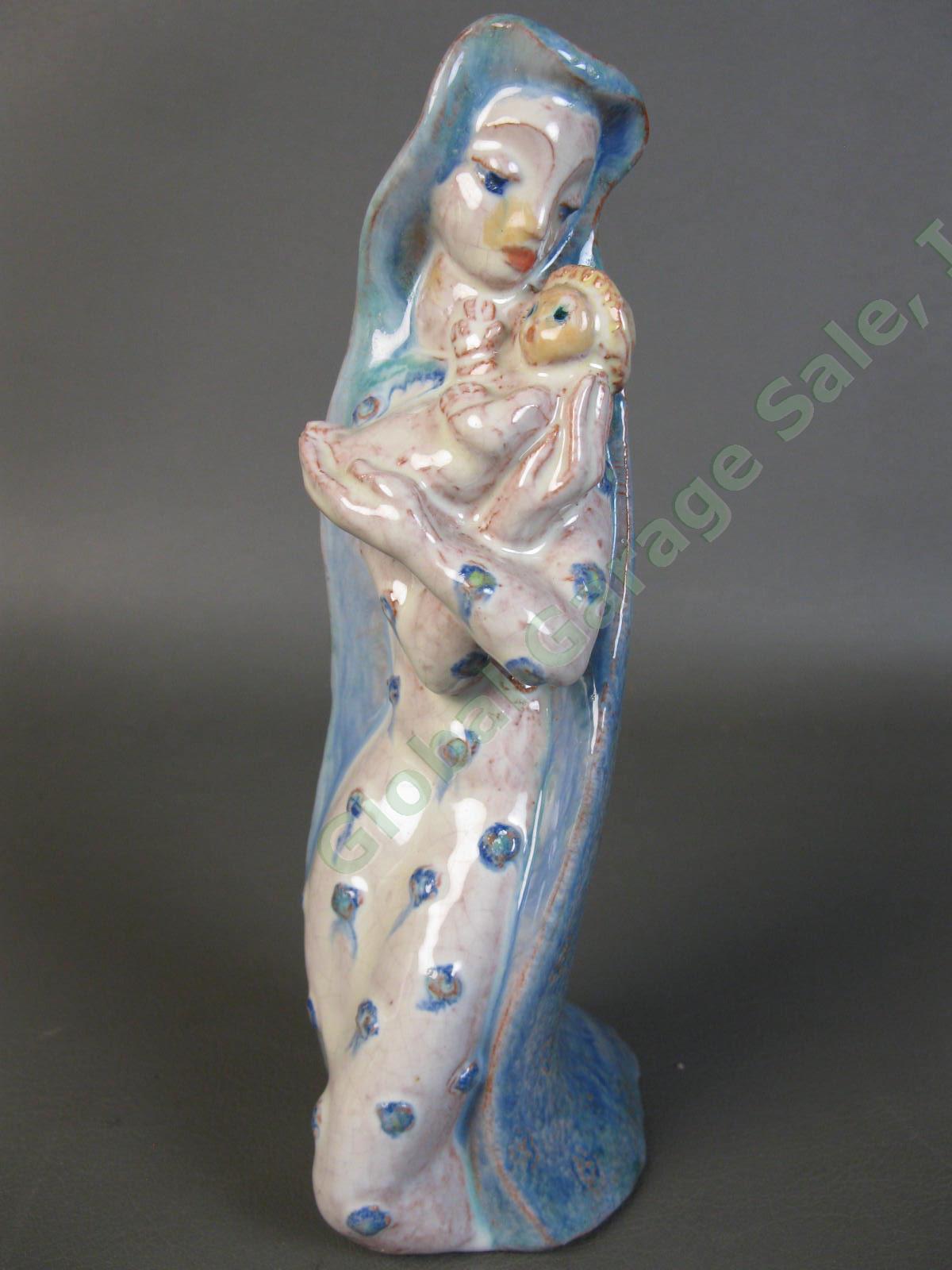 RARE 1942 Edris Eckhardt Sculpture Madonna and Child Ceramic Glaze WPA Ceveland