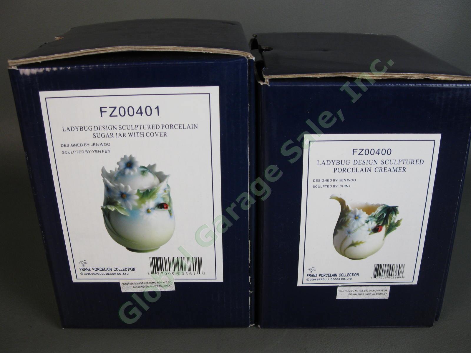 Franz Collection Ladybug Design Porcelain Creamer & Sugar Jar Set FZ00400 Daises 1