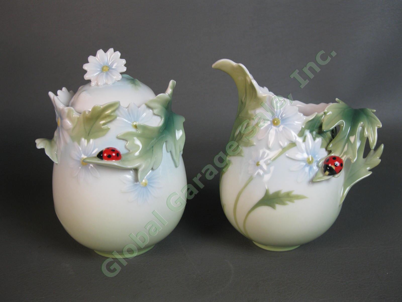 Franz Collection Ladybug Design Porcelain Creamer & Sugar Jar Set FZ00400 Daises 2