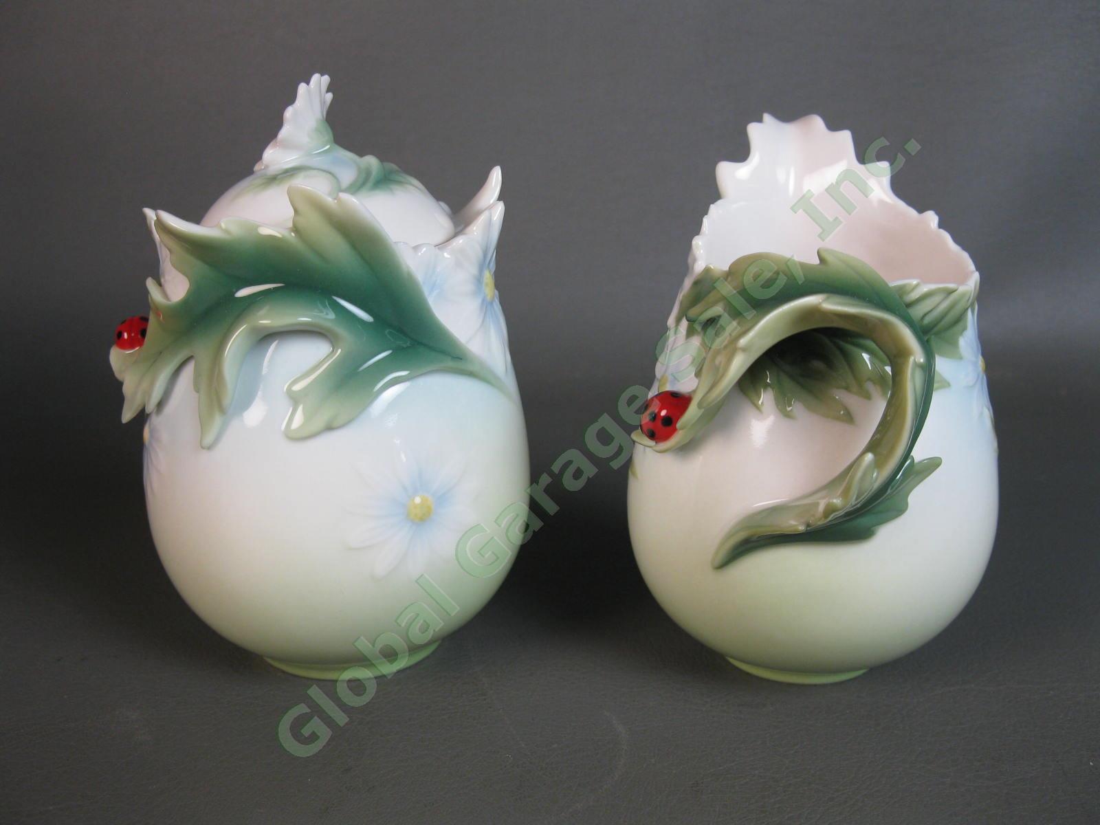 Franz Collection Ladybug Design Porcelain Creamer & Sugar Jar Set FZ00400 Daises 3
