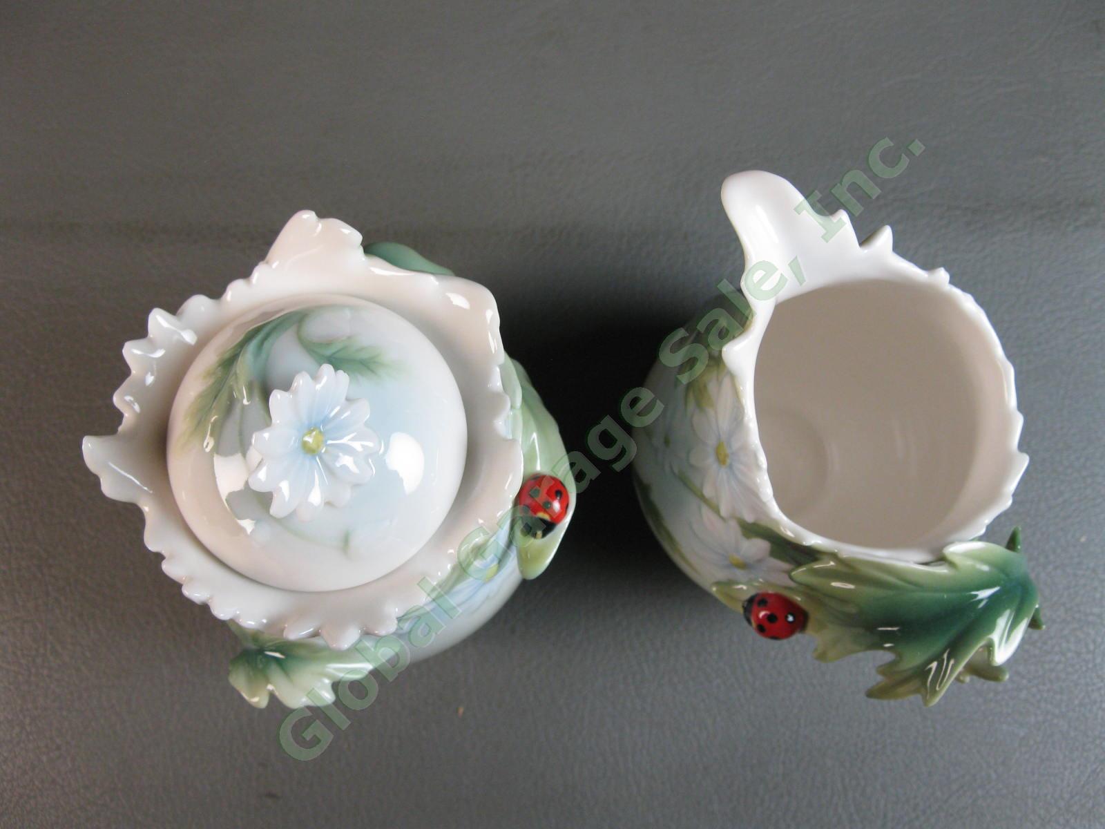 Franz Collection Ladybug Design Porcelain Creamer & Sugar Jar Set FZ00400 Daises 6