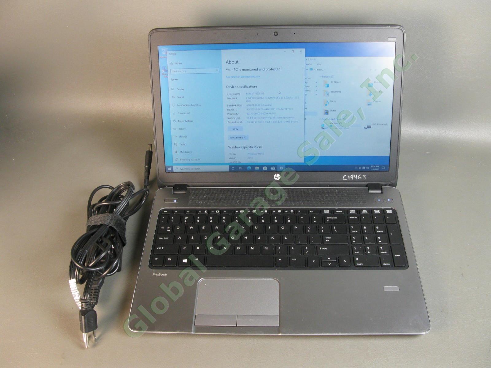 HP ProBook 450 G1 Laptop Computer i5-4200M 4GB 320GB Win10 WIFI DVD Webcam Power