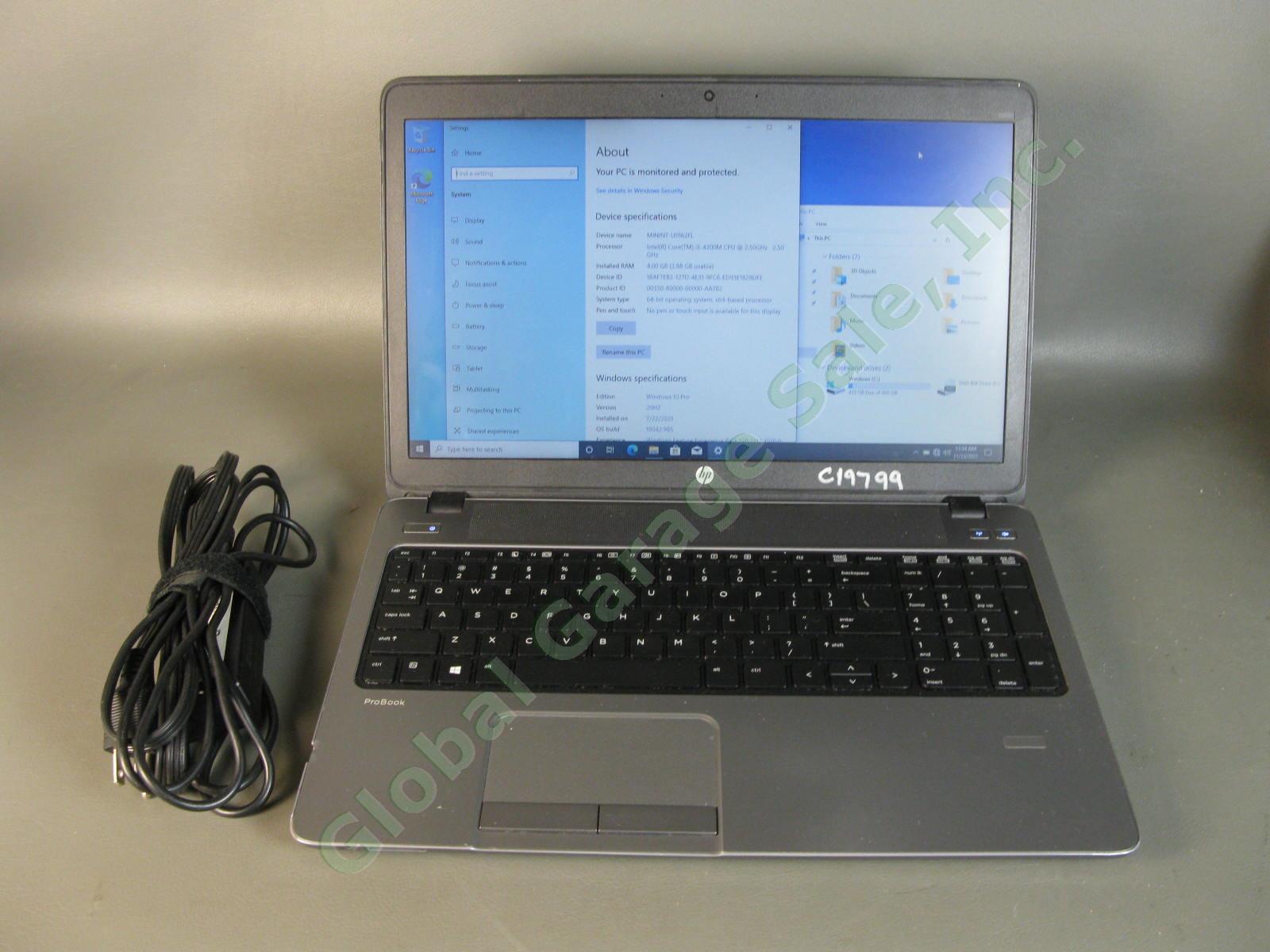 HP ProBook 450 G1 Laptop Computer i5-4200M 4GB 500GB Windows 10 WIFI Webcam READ