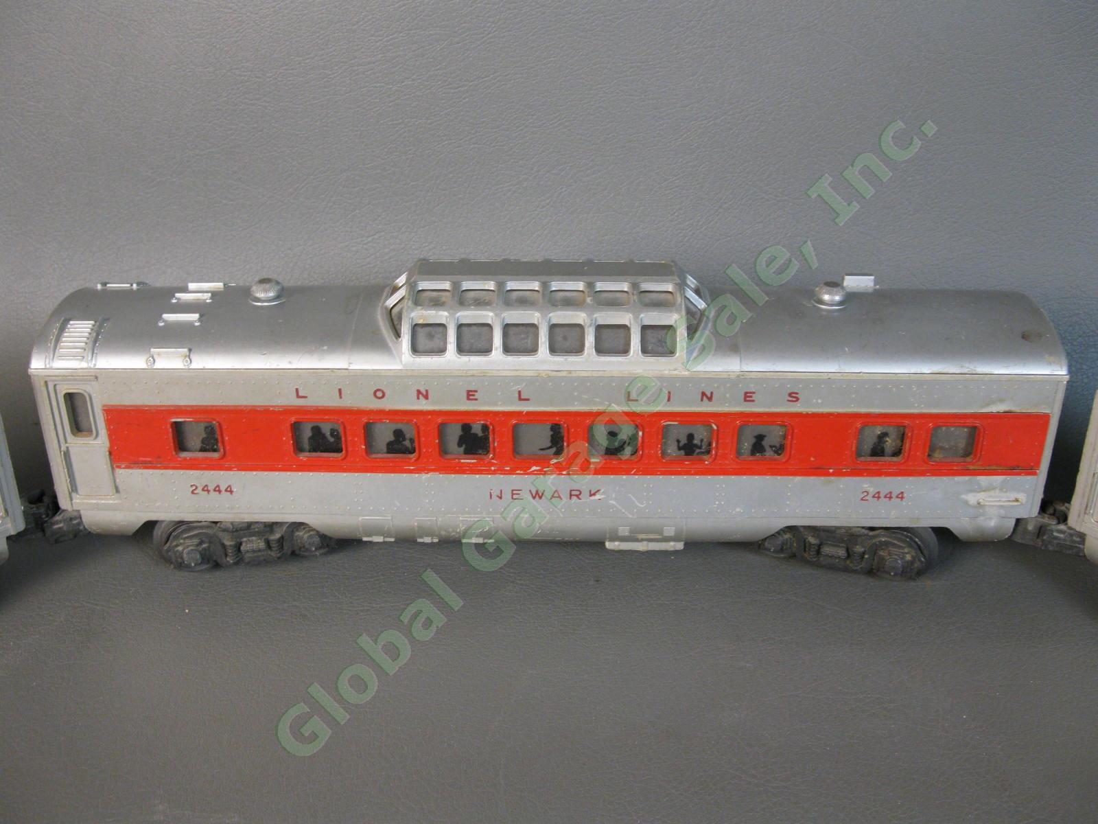 3 RARE Lionel Passenger Train Cars 2442 2444 2446 Red Stripe Set Post War 1956 2