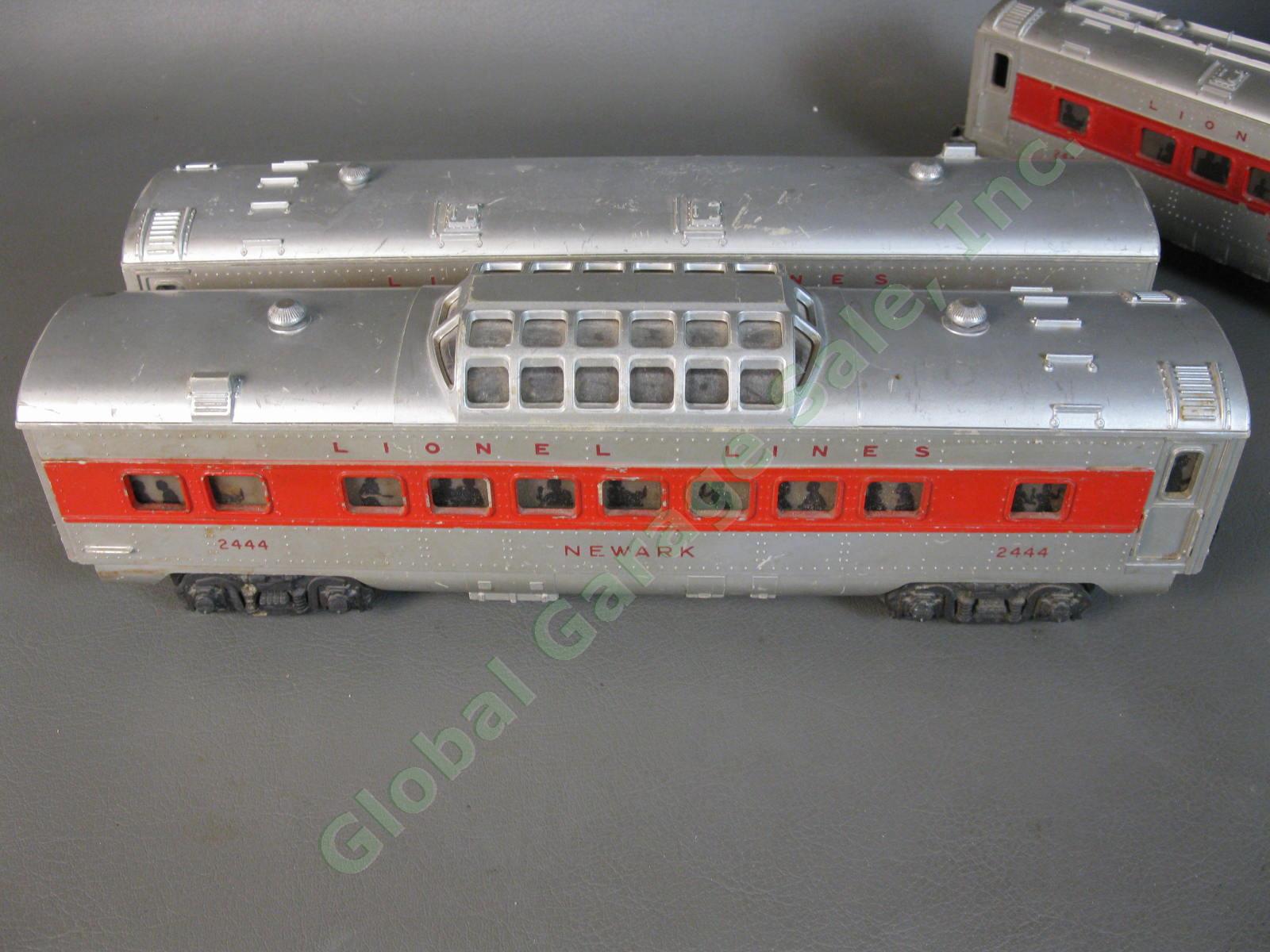 3 RARE Lionel Passenger Train Cars 2442 2444 2446 Red Stripe Set Post War 1956 5