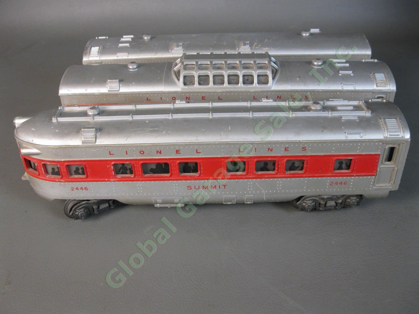 3 RARE Lionel Passenger Train Cars 2442 2444 2446 Red Stripe Set Post War 1956 6
