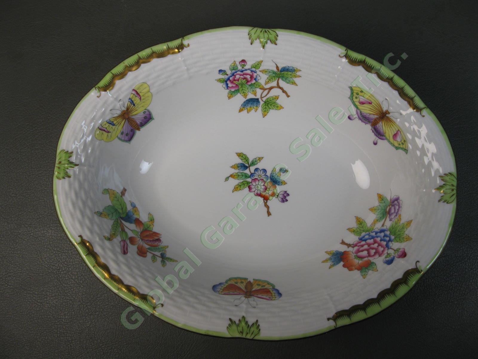 Herend Queen Victoria 10" Inch Oval Vegetable Serving Bowl 381/VBO Green Gold NR