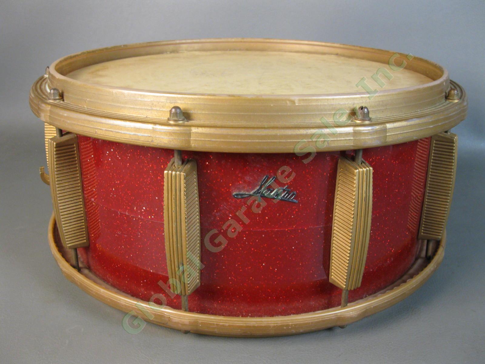 1960s VINTAGE Mastro Red Sparkle 14" Plastic Snare Drum Excellent Condition NR 3