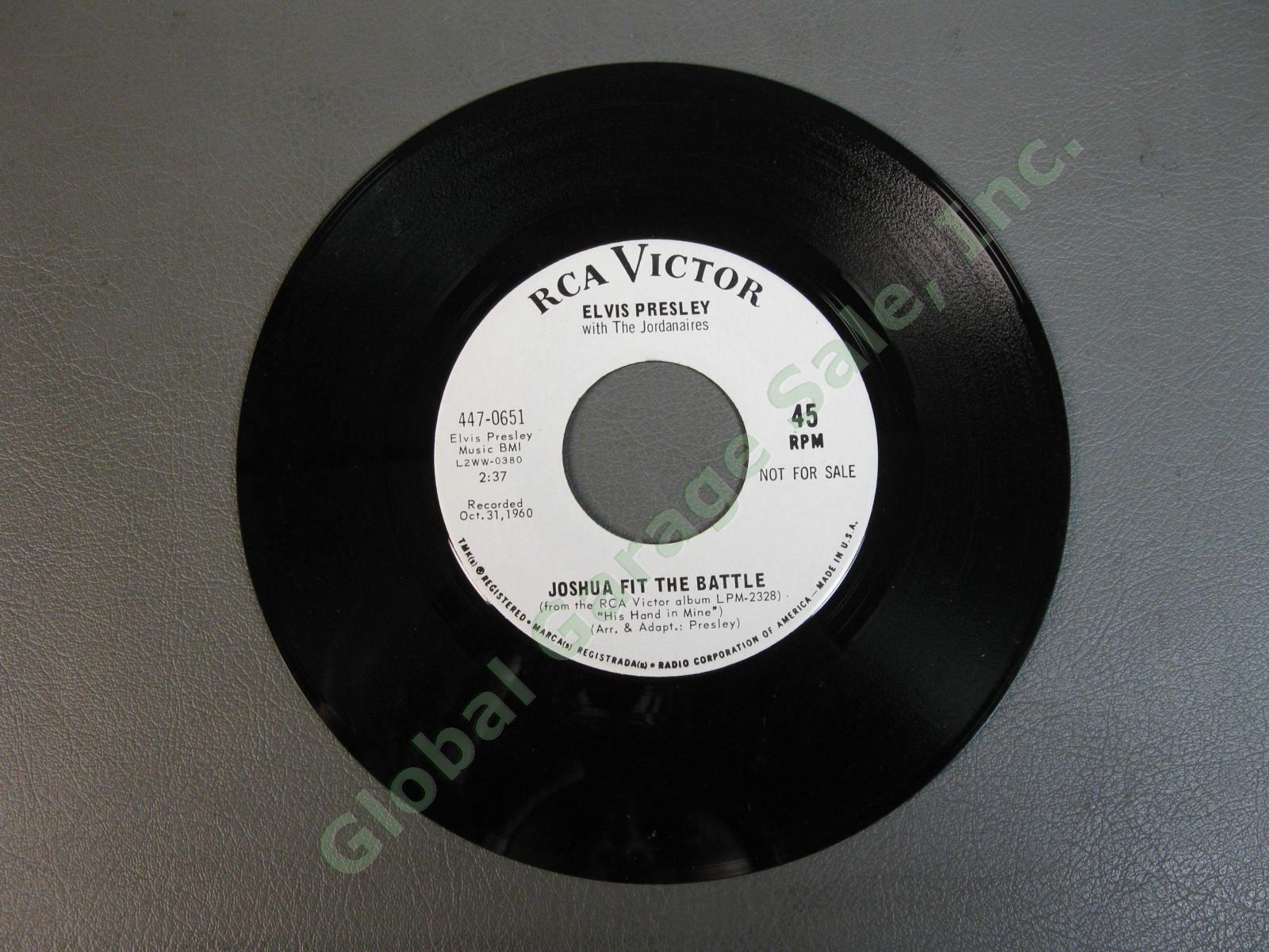 Elvis Presley 45RPM 7" White Label PROMO Record Joshua Fit The Battle 447-0651 3
