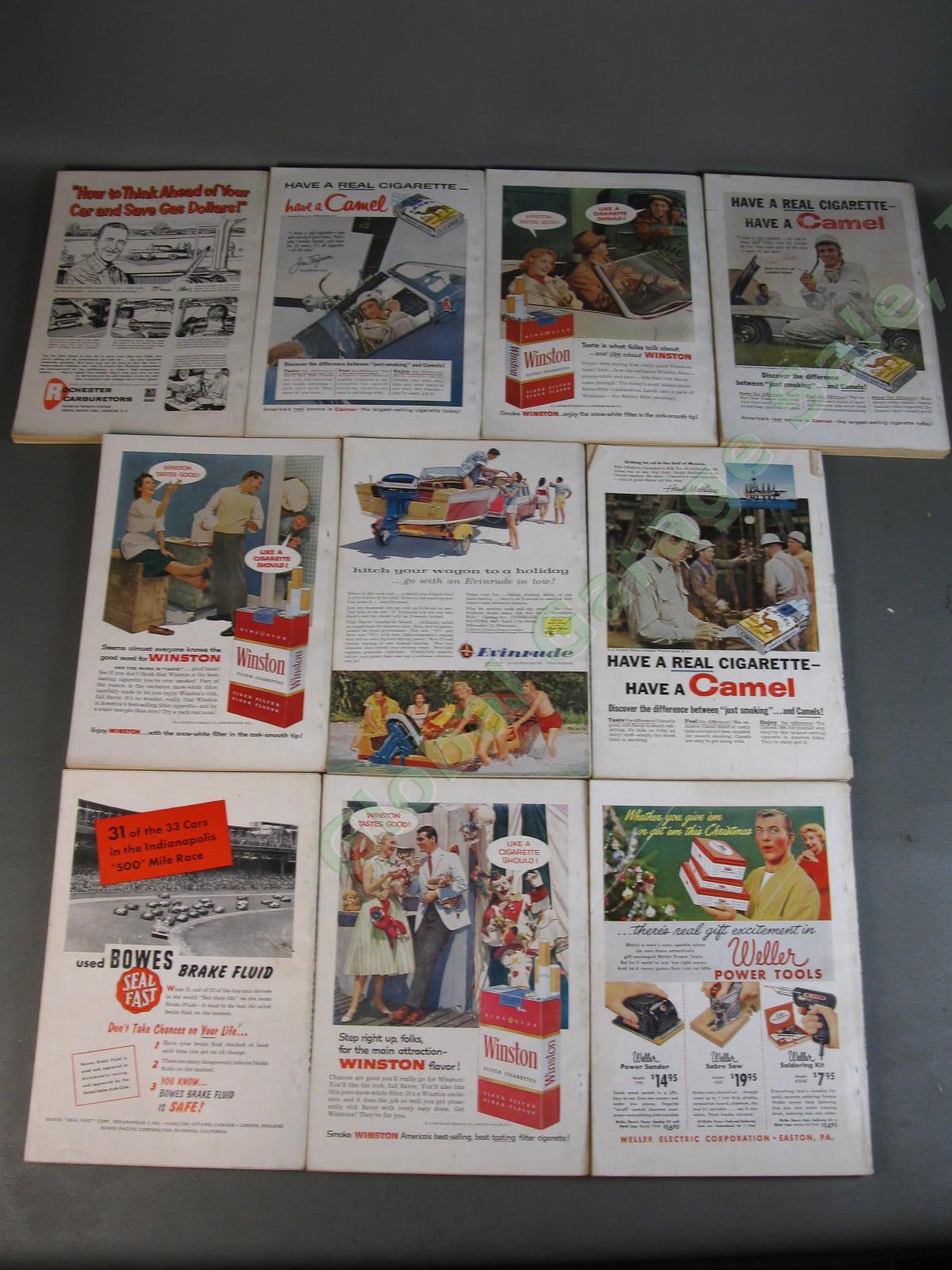 LOT of 10 Original VINTAGE 1957 Popular Mechanics Magazine Book Set 