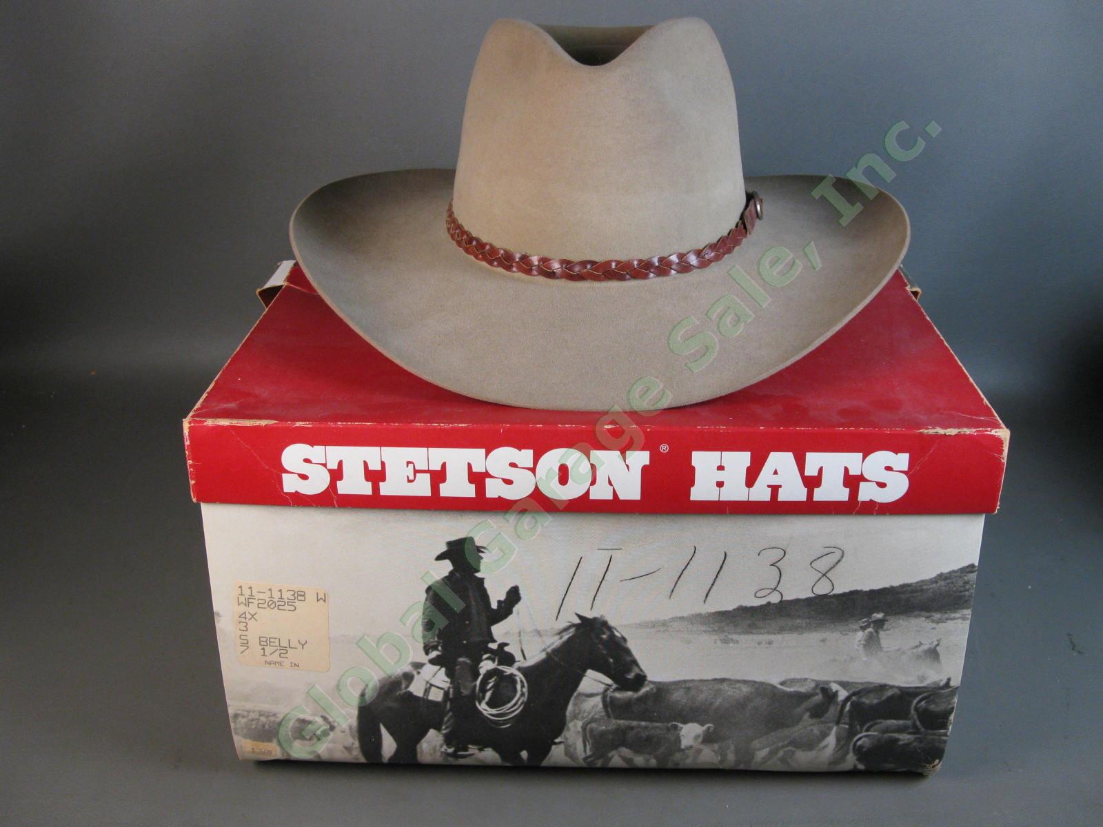 Stetson Western Silverbelly Cowboy Hat 4X Beaver Felt US 7.5 7 1/2 EU 60 XL Tan