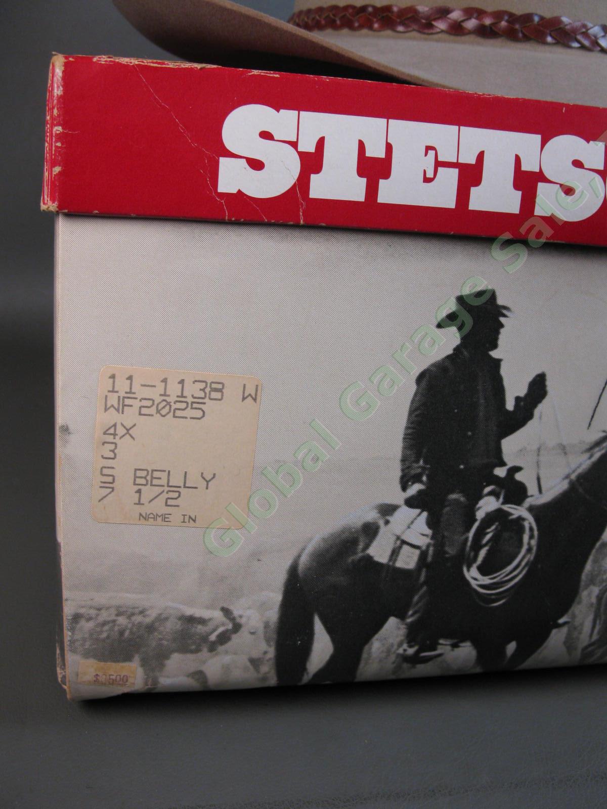Stetson Western Silverbelly Cowboy Hat 4X Beaver Felt US 7.5 7 1/2 EU 60 XL Tan 1