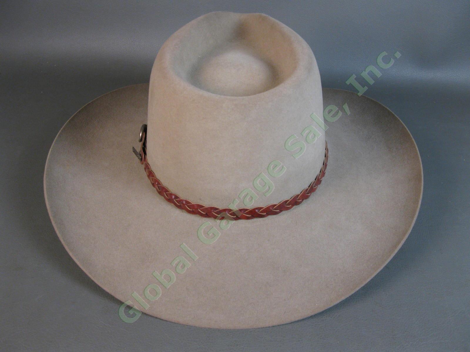 Stetson Western Silverbelly Cowboy Hat 4X Beaver Felt US 7.5 7 1/2 EU 60 XL Tan 3