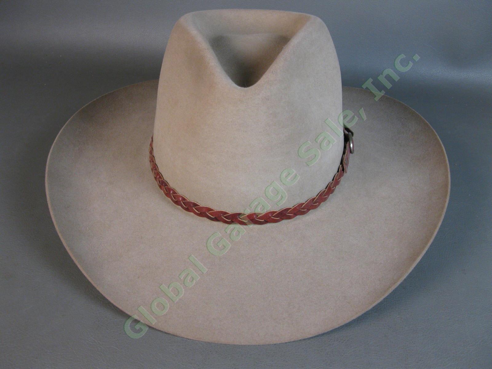 Stetson Western Silverbelly Cowboy Hat 4X Beaver Felt US 7.5 7 1/2 EU 60 XL Tan 5