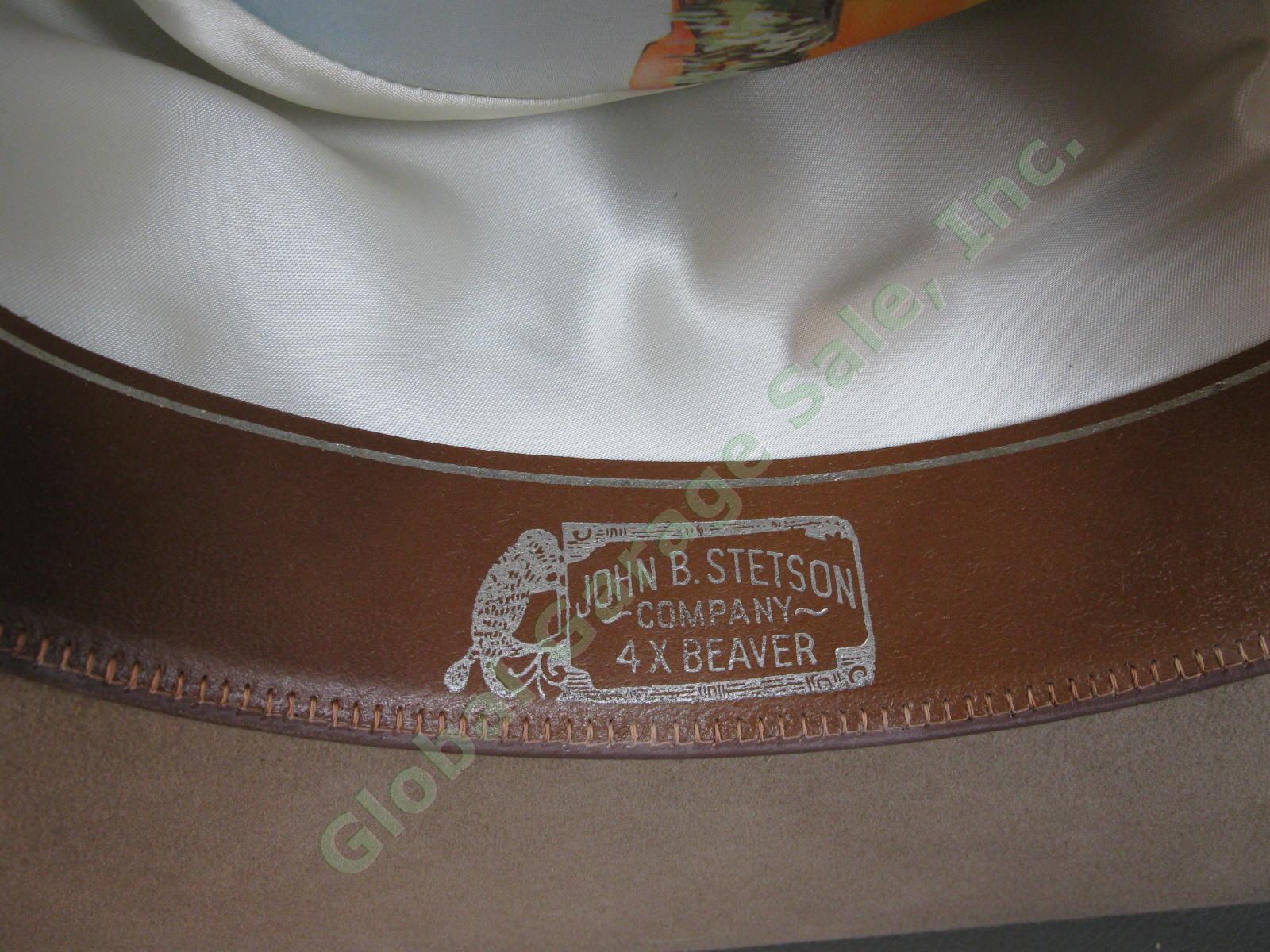 Stetson Western Silverbelly Cowboy Hat 4X Beaver Felt US 7.5 7 1/2 EU 60 XL Tan 8