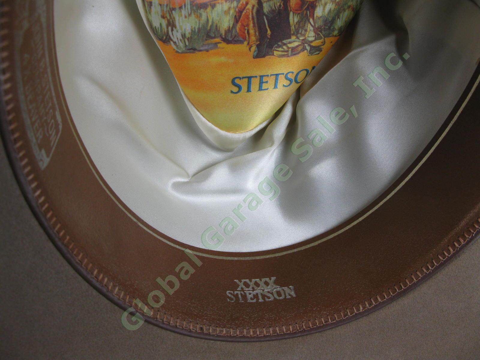 Stetson Western Silverbelly Cowboy Hat 4X Beaver Felt US 7.5 7 1/2 EU 60 XL Tan 9