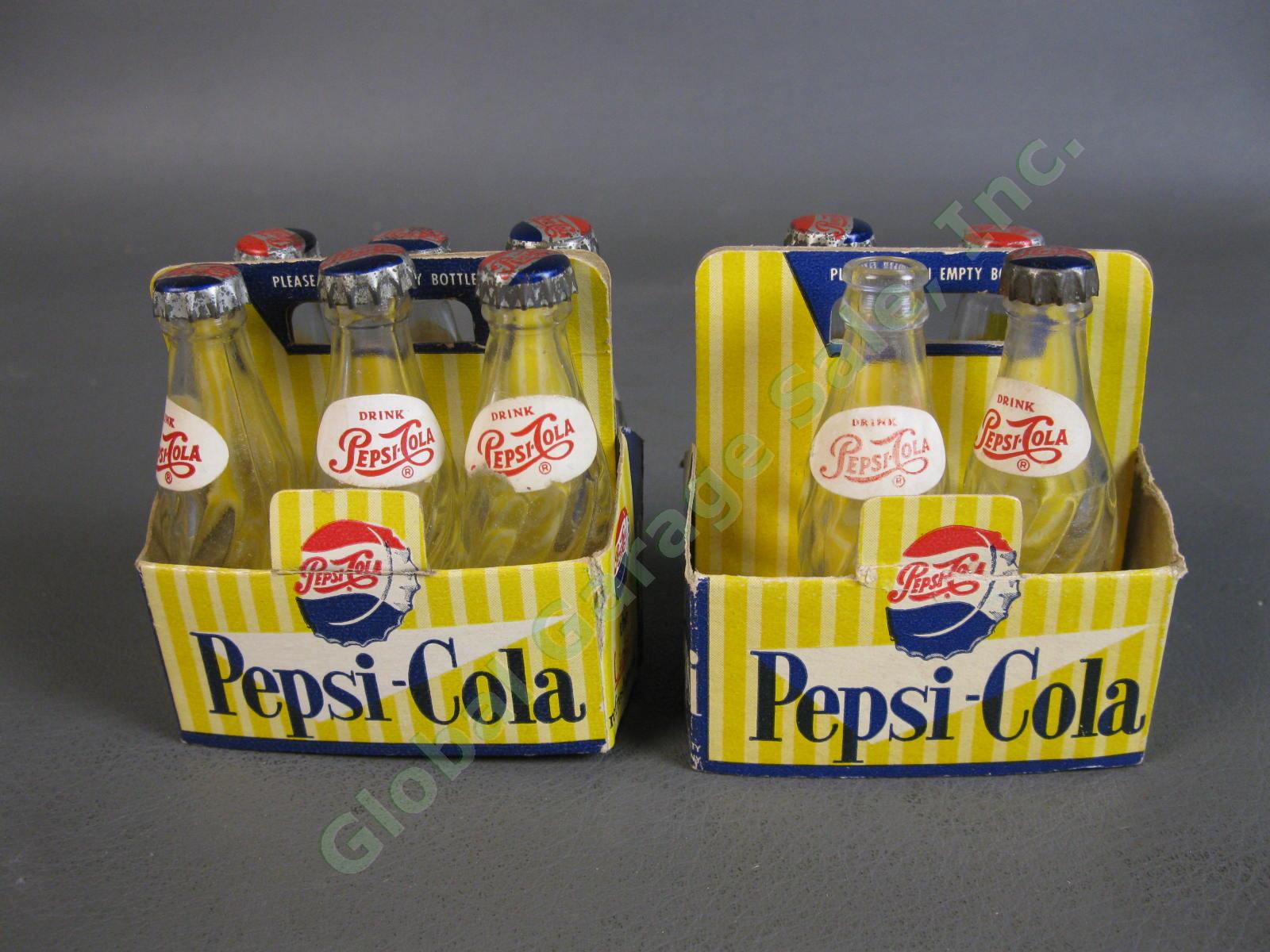 10 Dollhouse Miniature Pepsi-Cola 6-Pack 2.5" In Glass Soda Bottle Case Cap Set 3