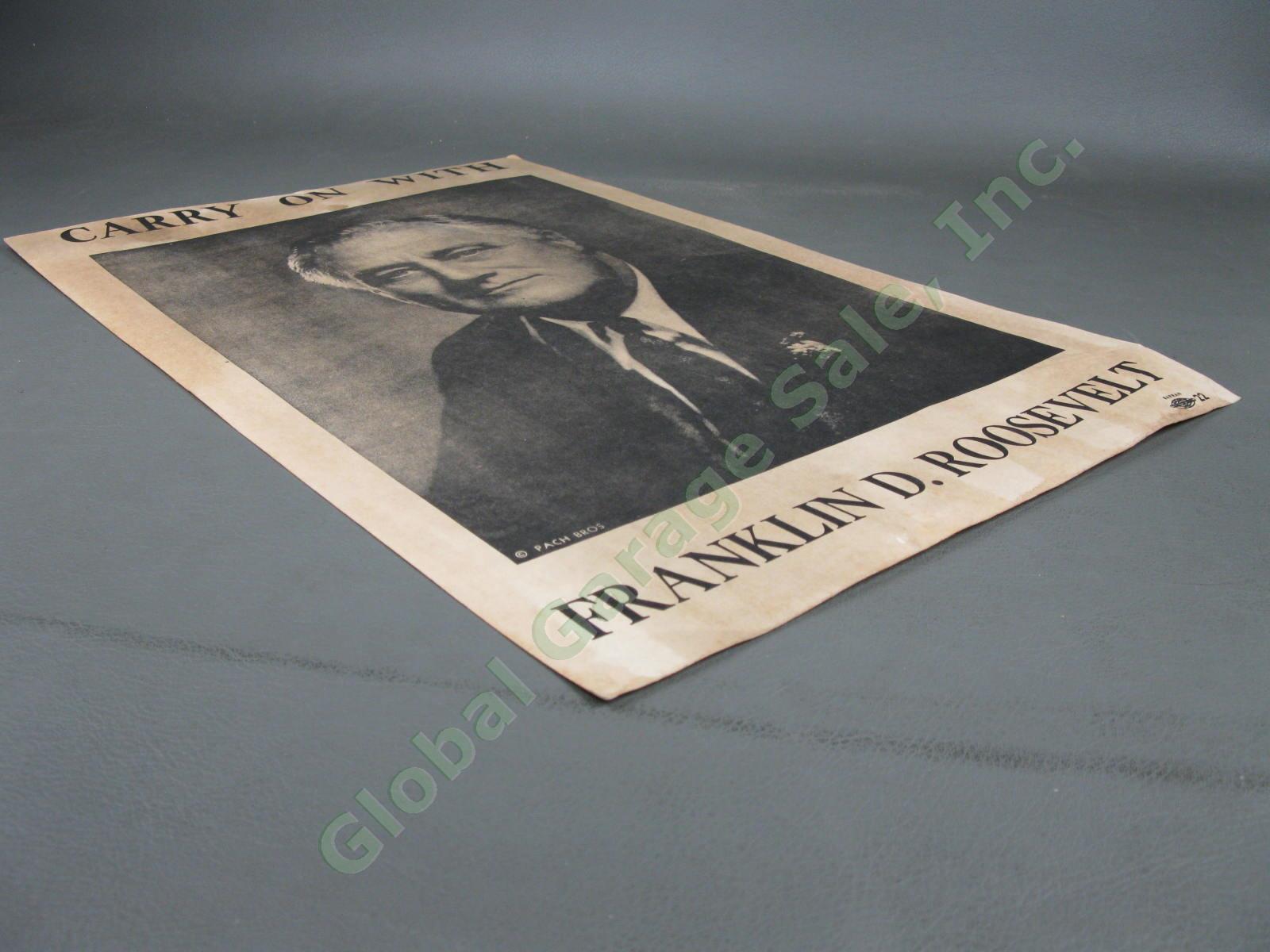 ORIGINAL 1936 President Campaign Poster CARRY ON WITH Franklin D Roosevelt FDR 1