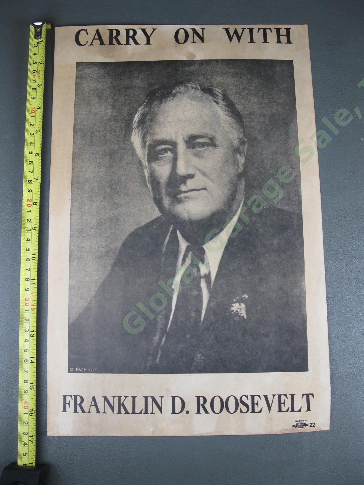 ORIGINAL 1936 President Campaign Poster CARRY ON WITH Franklin D Roosevelt FDR 5