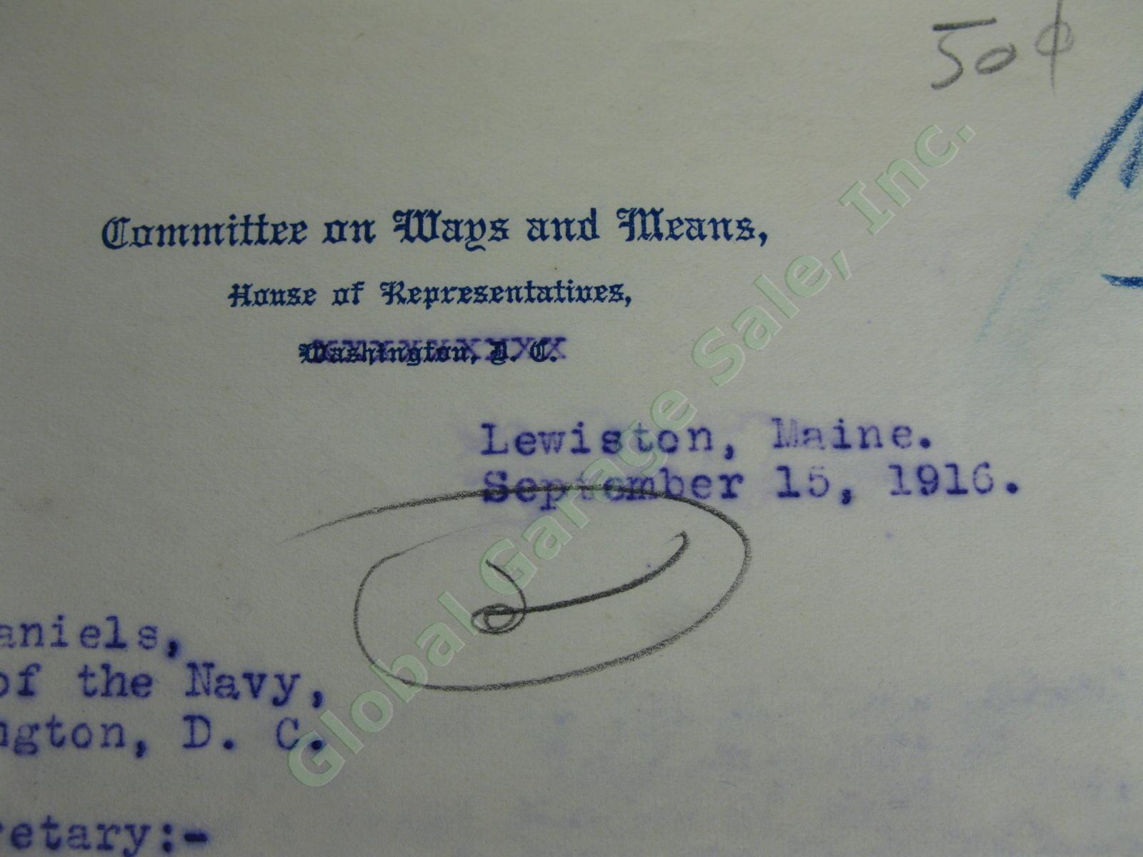 1916 Signed Letter Daniel McGillicuddy Lewiston Maine House of Representatives 4