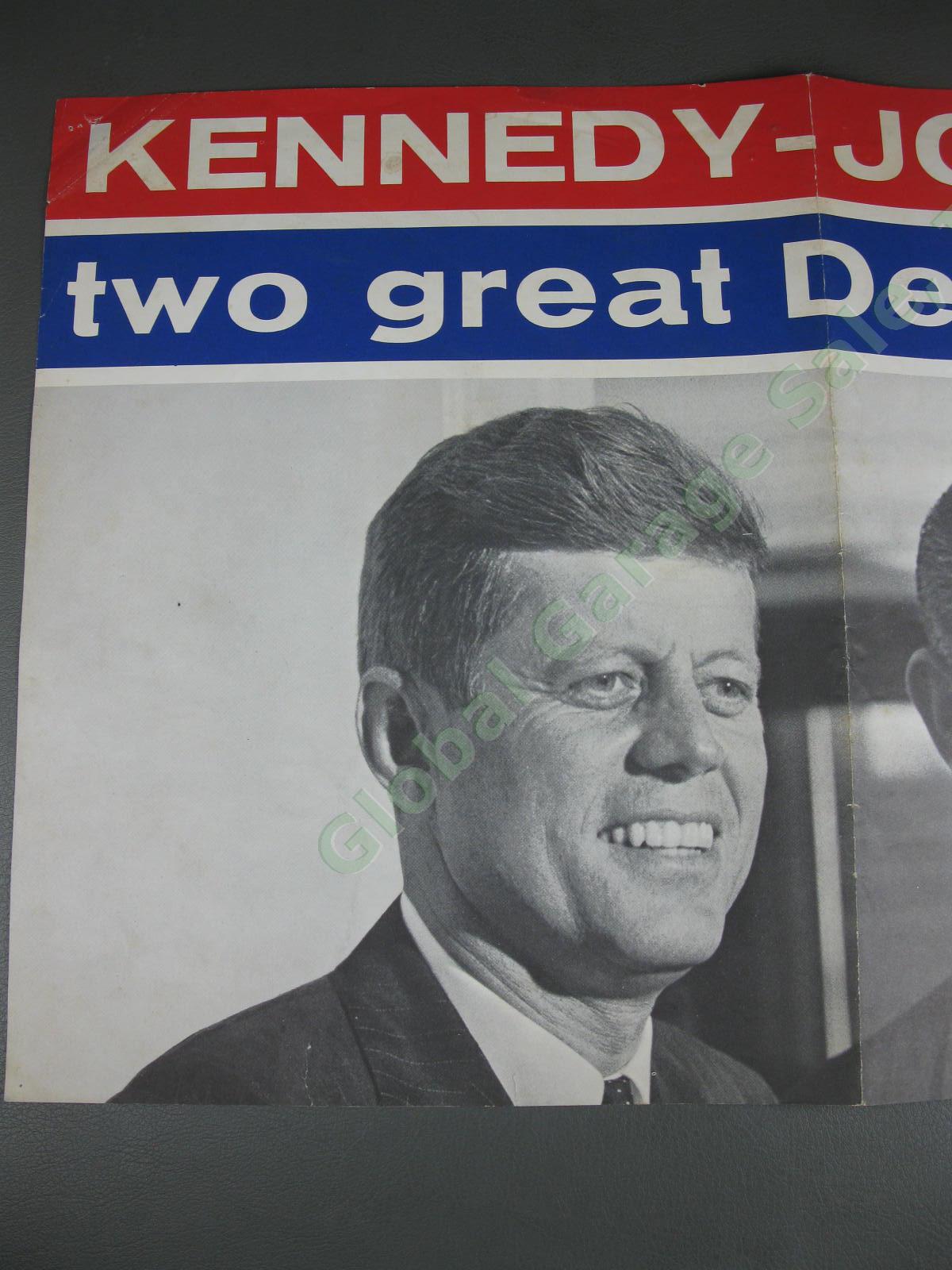 1960 Presidential Campaign Poster John F Kennedy Johnson Two Great Democrats NR 2