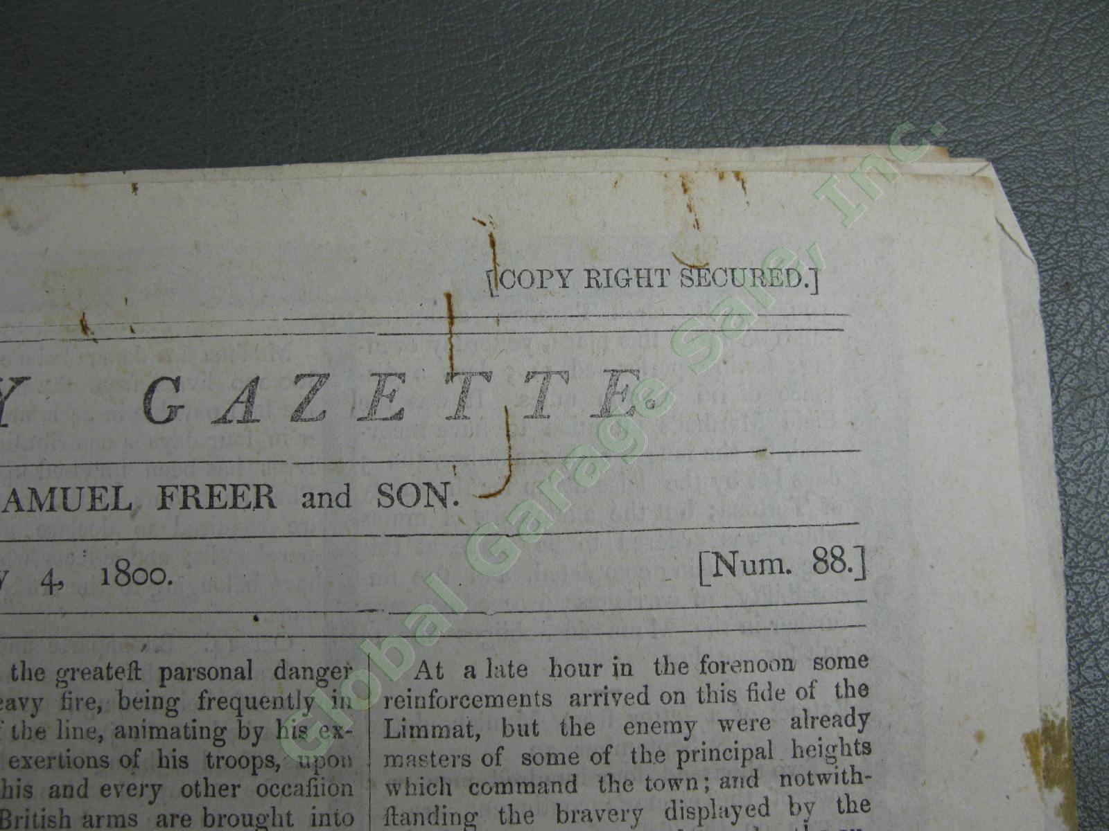 19th Century c1850 ULSTER COUNTY GAZETTE 1/4/1800 Washington Death Newspaper NR 4