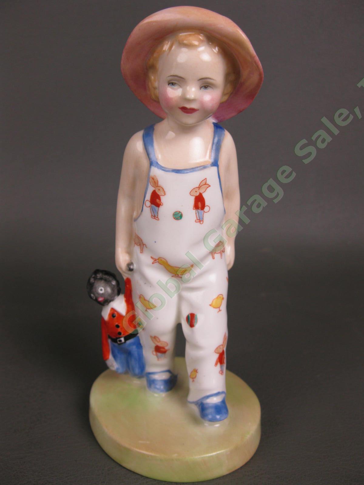 Royal Doulton Figurine 842482 Boy African American Teddy Rag Doll White Dungaree