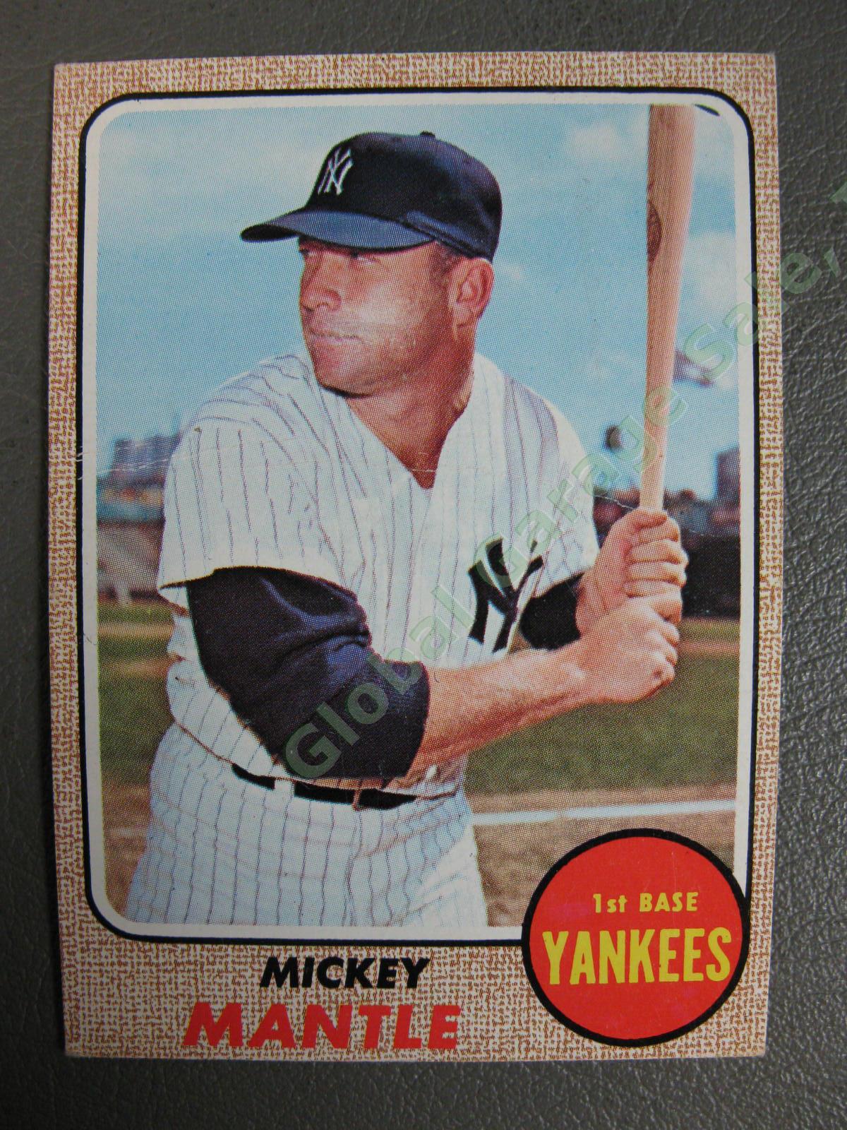 1968 Topps #280 Mickey Mantle NY New York Yankees HOF Baseball Card Crease NR