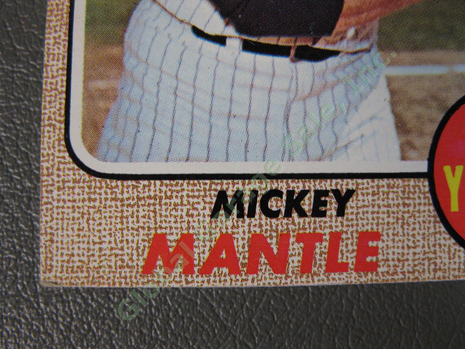 1968 Topps #280 Mickey Mantle NY New York Yankees HOF Baseball Card Crease NR 4