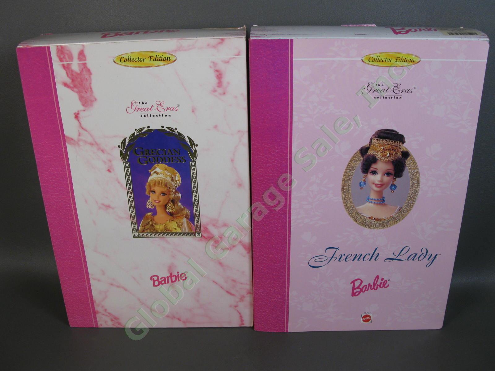 2 1995 1996 Great Eras Collection Barbie Doll SET Grecian Goddess French Lady NR