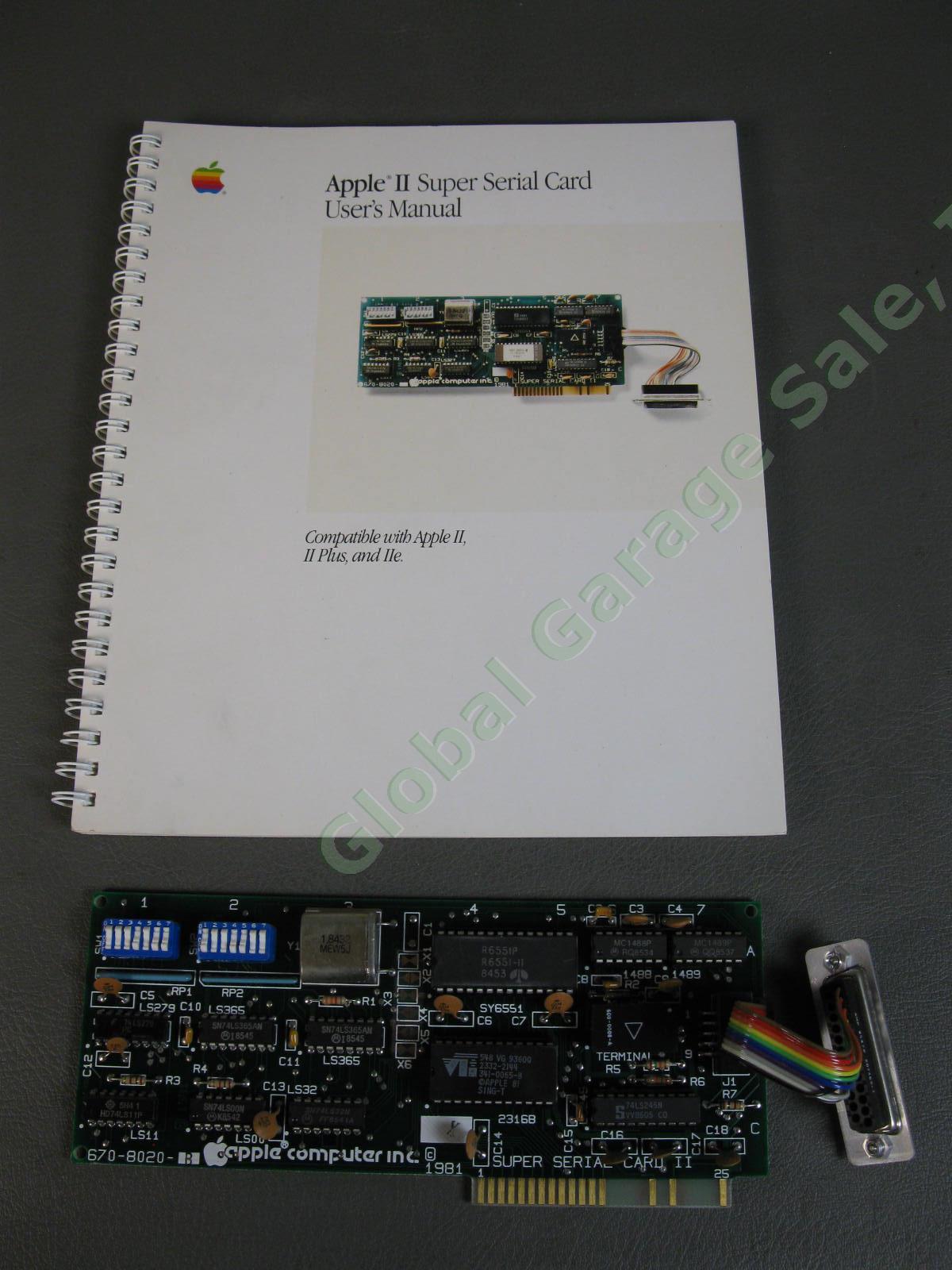 VINTAGE Apple II Plus IIe Computer Super Serial Card 670-8020-B & Manual WORKING