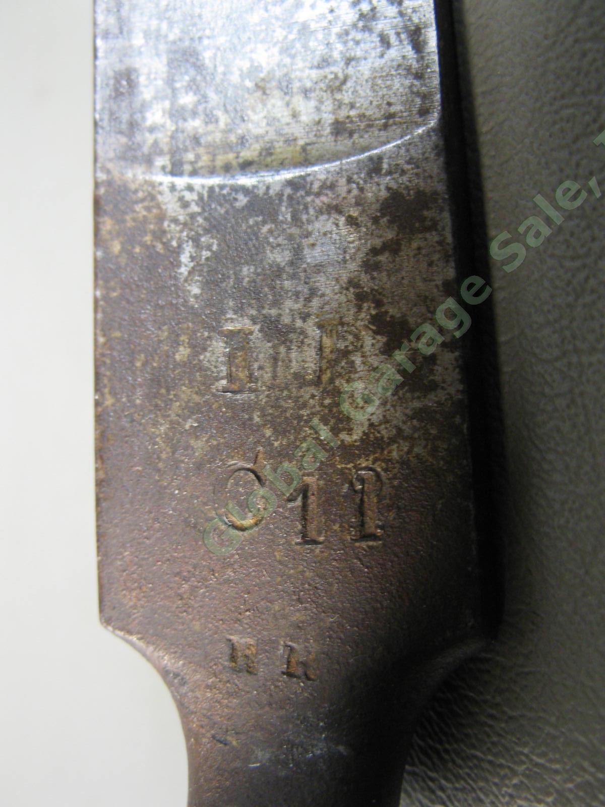 Antique Pre Civil War Socket Bayonet Triangular Fuller Blade Lovell Catch Marked 7