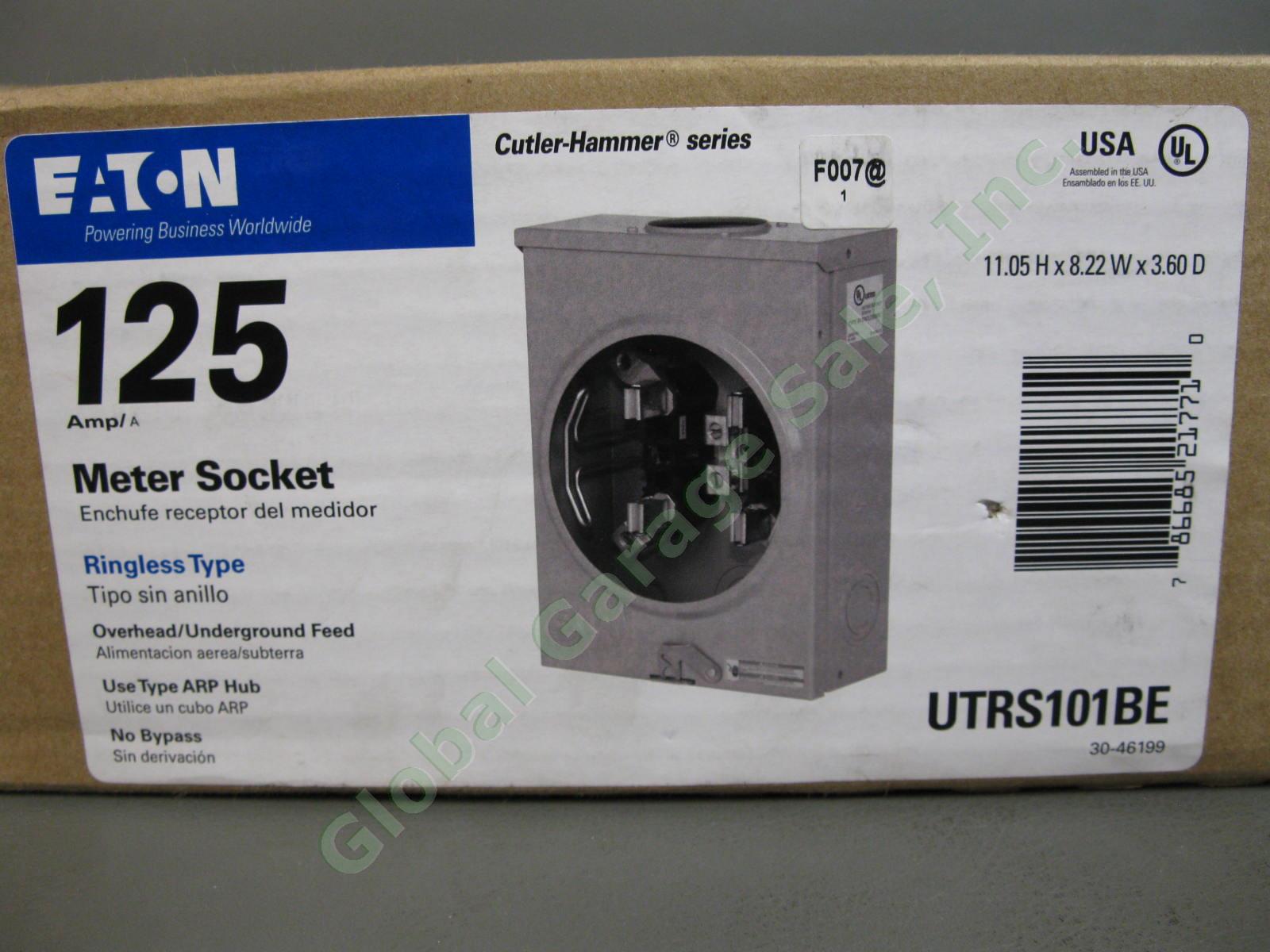 NEW Eaton 125A 600V Single Phase Meter Socket UTRS101BE Ringless Type 4 Jaw NR